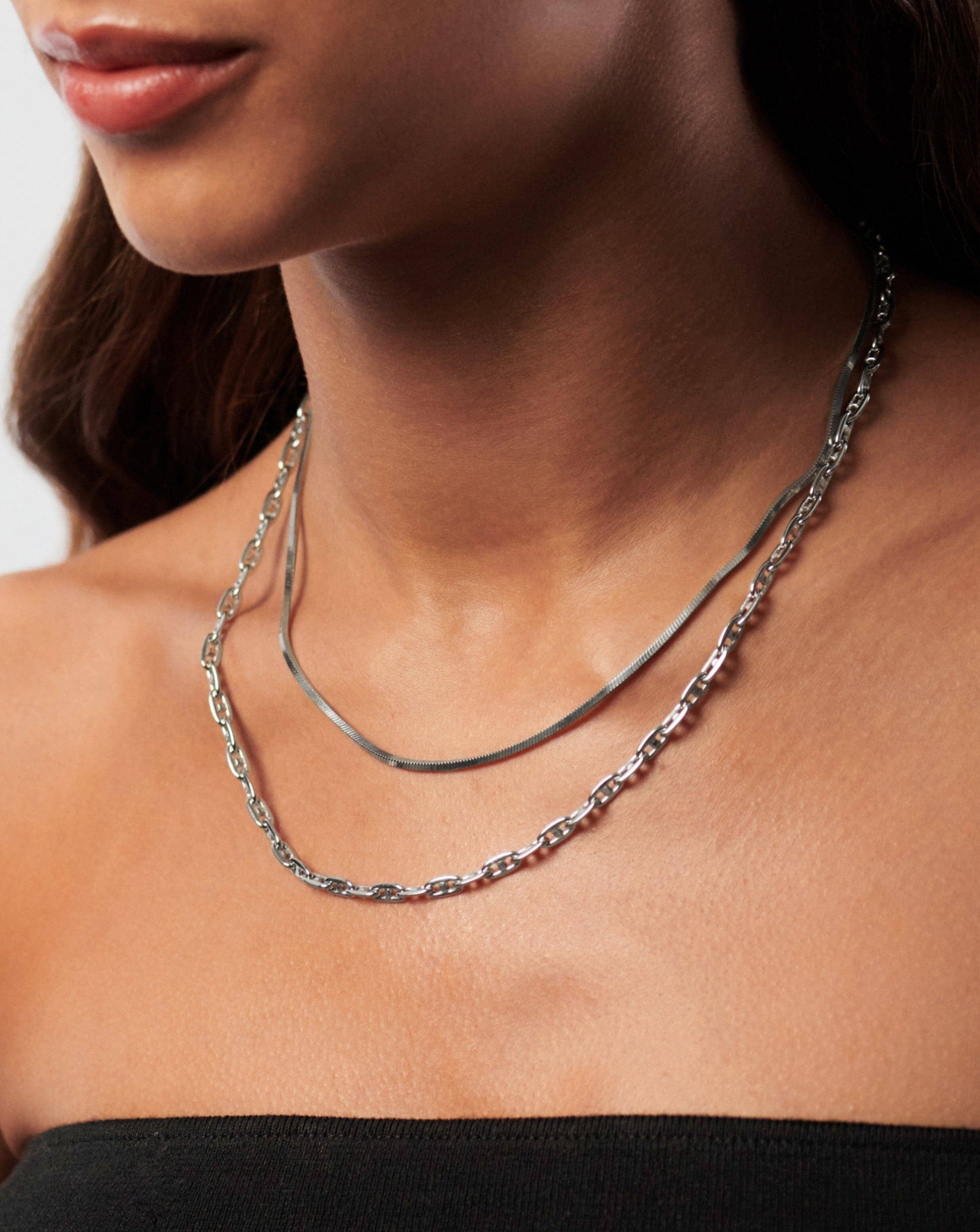 Silver Plated Mariner Chain Necklace | Anchor-Style Oval Links