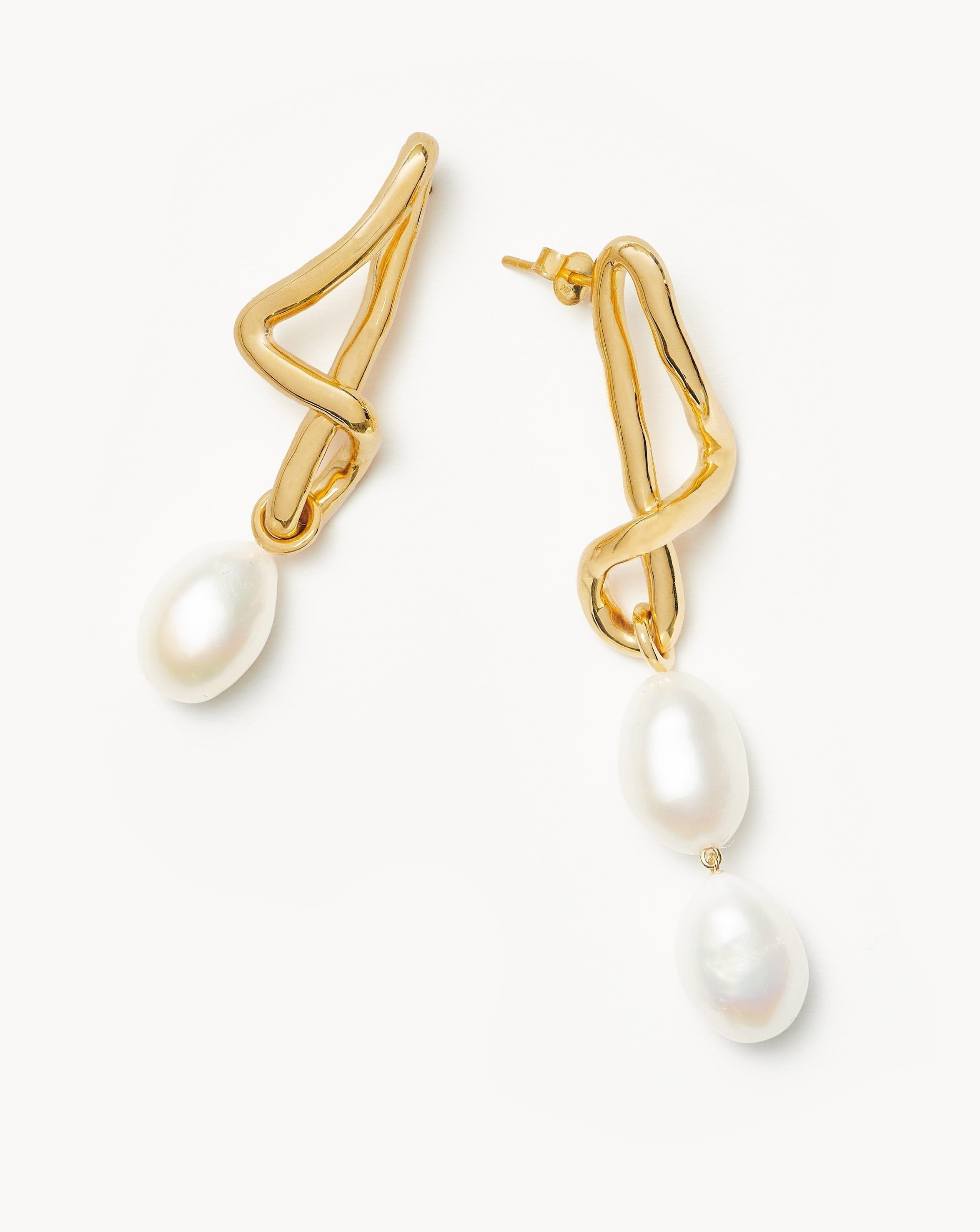 Baroque Pearl Mismatch Drop Earrings in Recycled Gold | Missoma