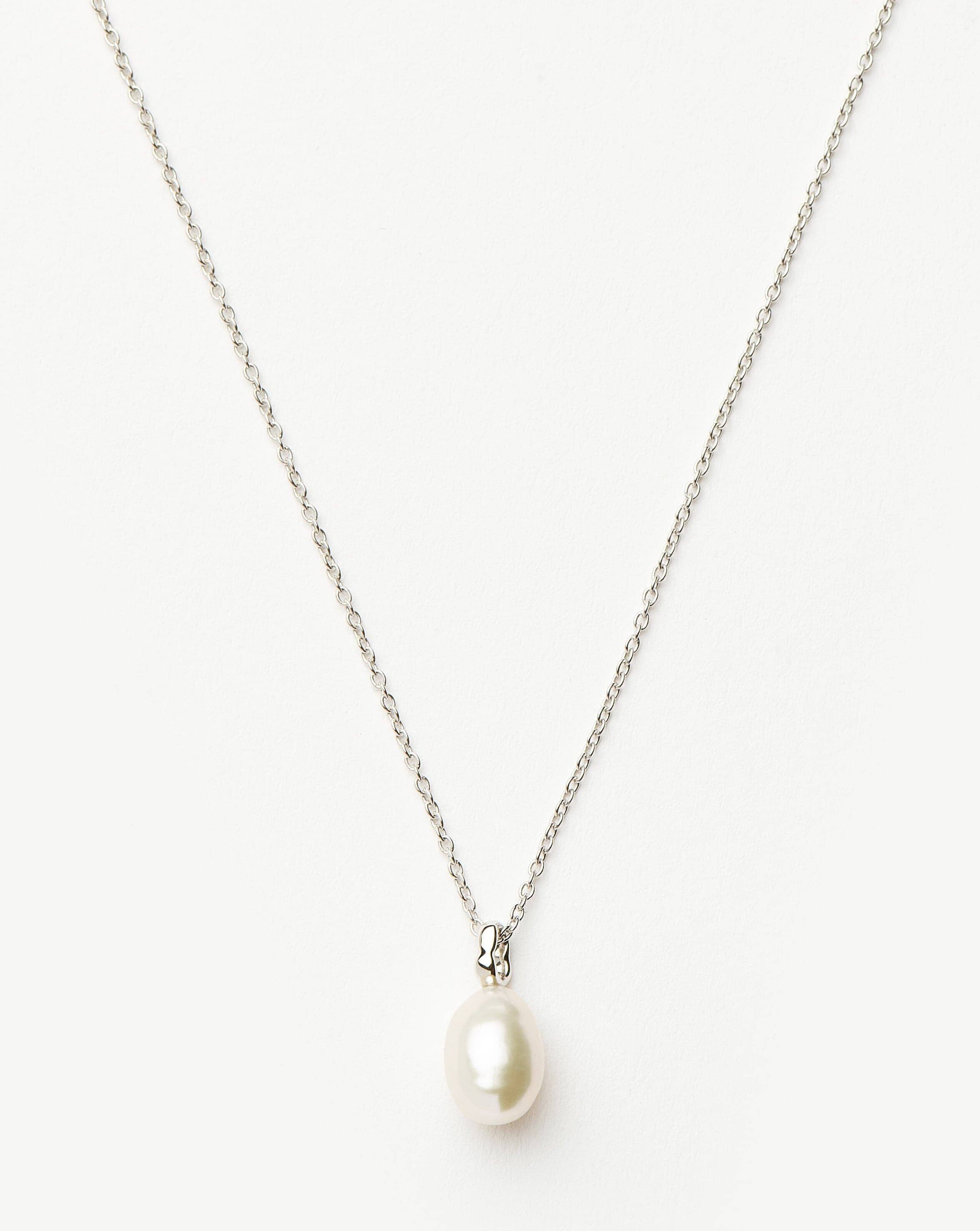 Baroque Pearl Pendant Necklace in 14k Recycled White Gold | Organic & Unique