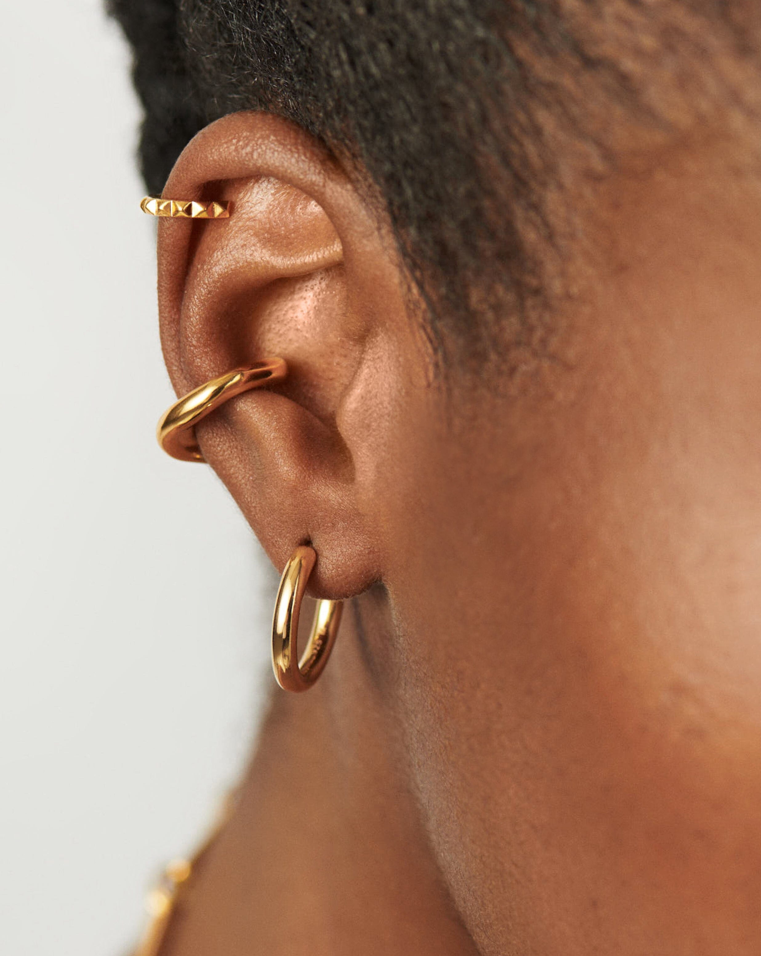 Lightweight 18k Gold Plated Small Hoop Earrings | Classic Tunnel Design