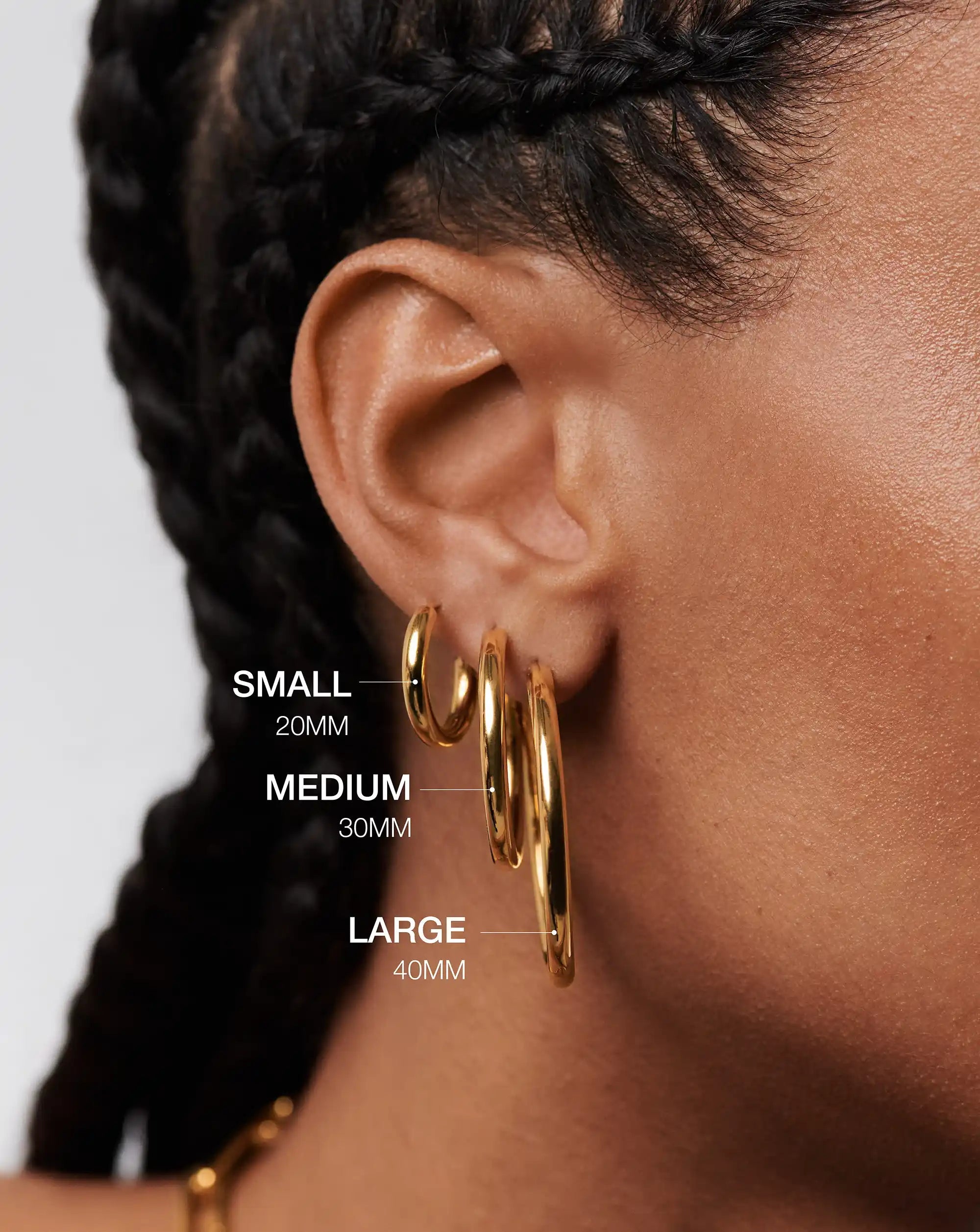 Lightweight 18k Gold Plated Small Hoop Earrings | Classic Tunnel Design