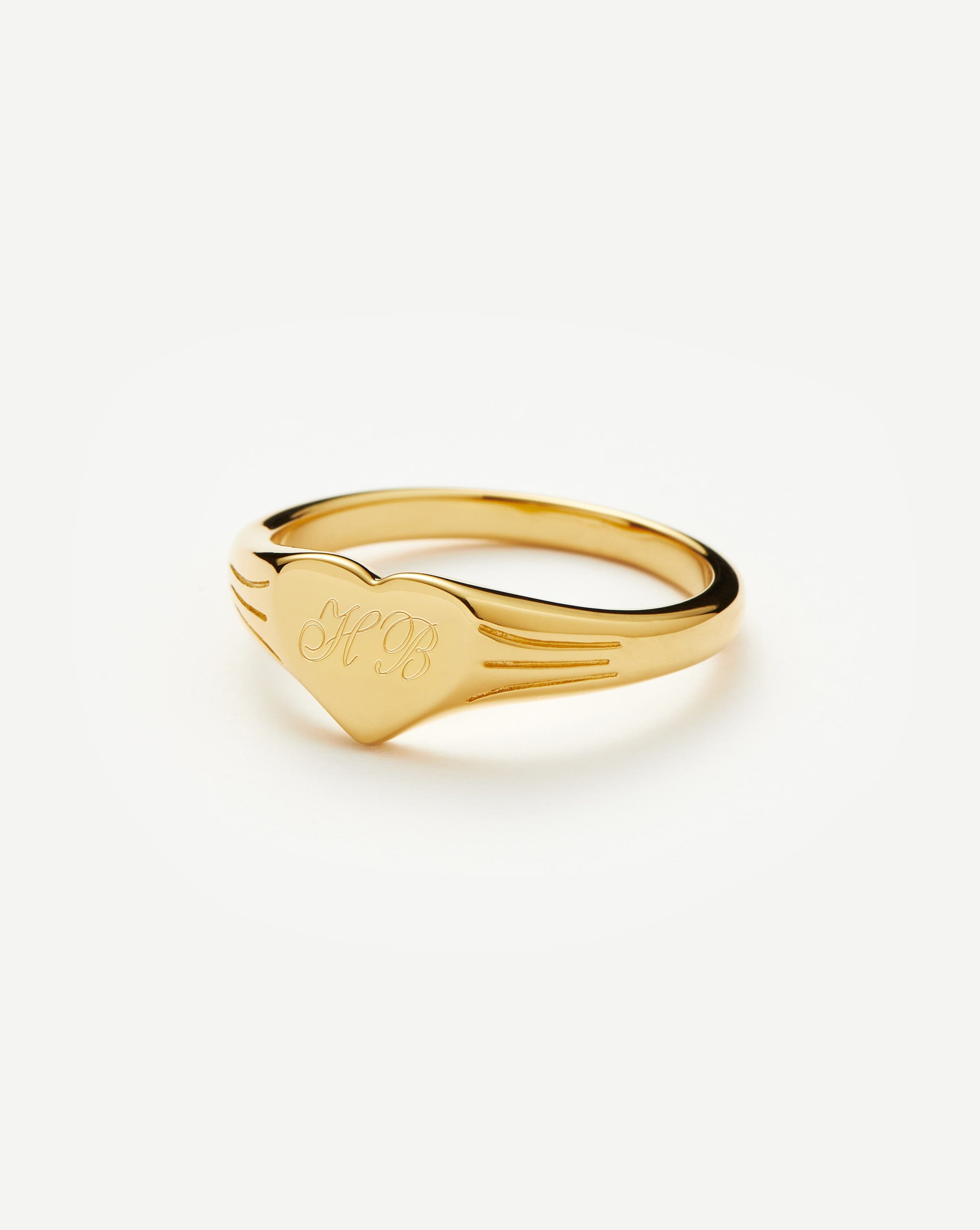 Engravable Heart Signet Ring in 18k Gold Vermeil | Handcrafted Jewelry