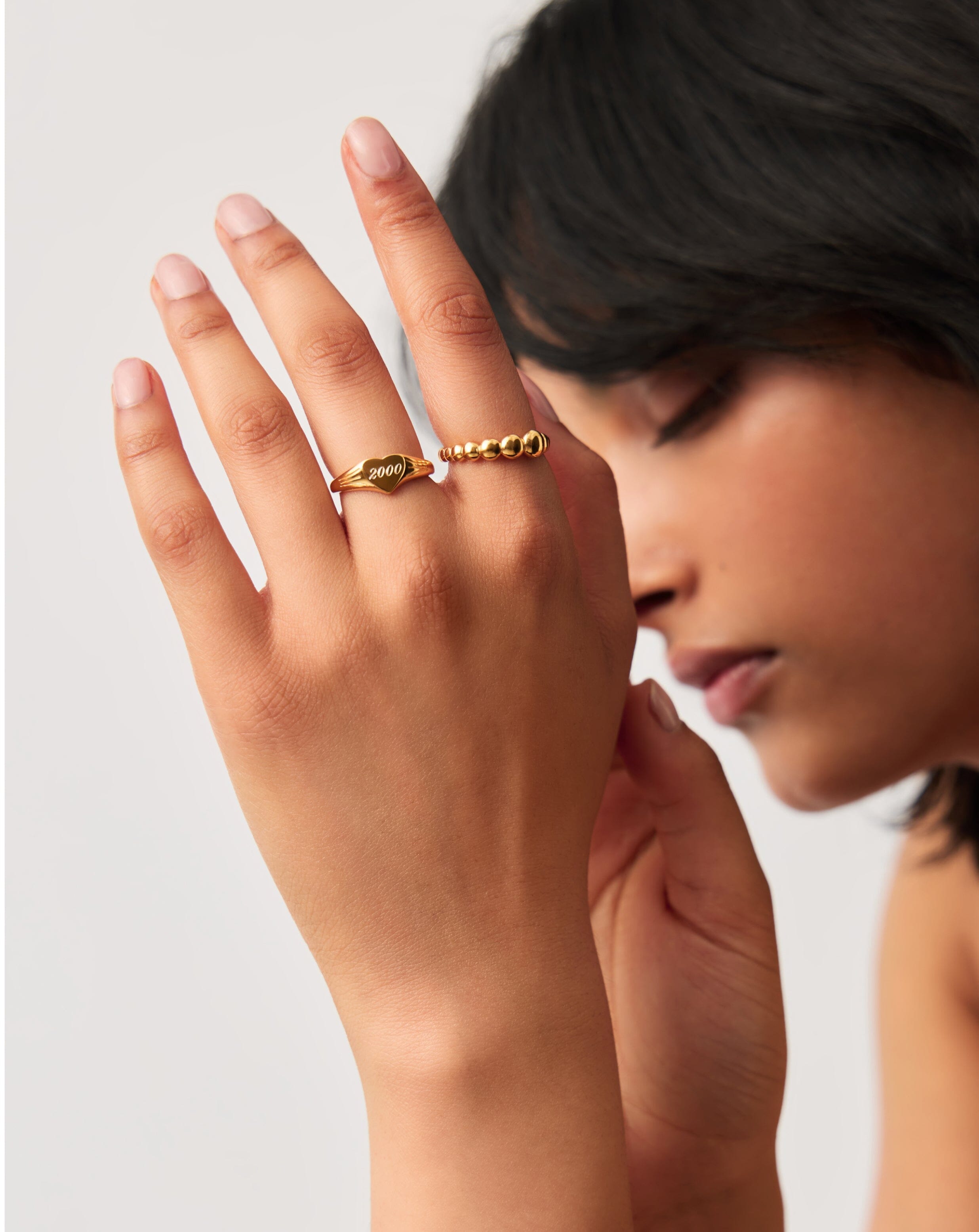 Engravable Heart Signet Ring in 18k Gold Vermeil | Handcrafted Jewelry