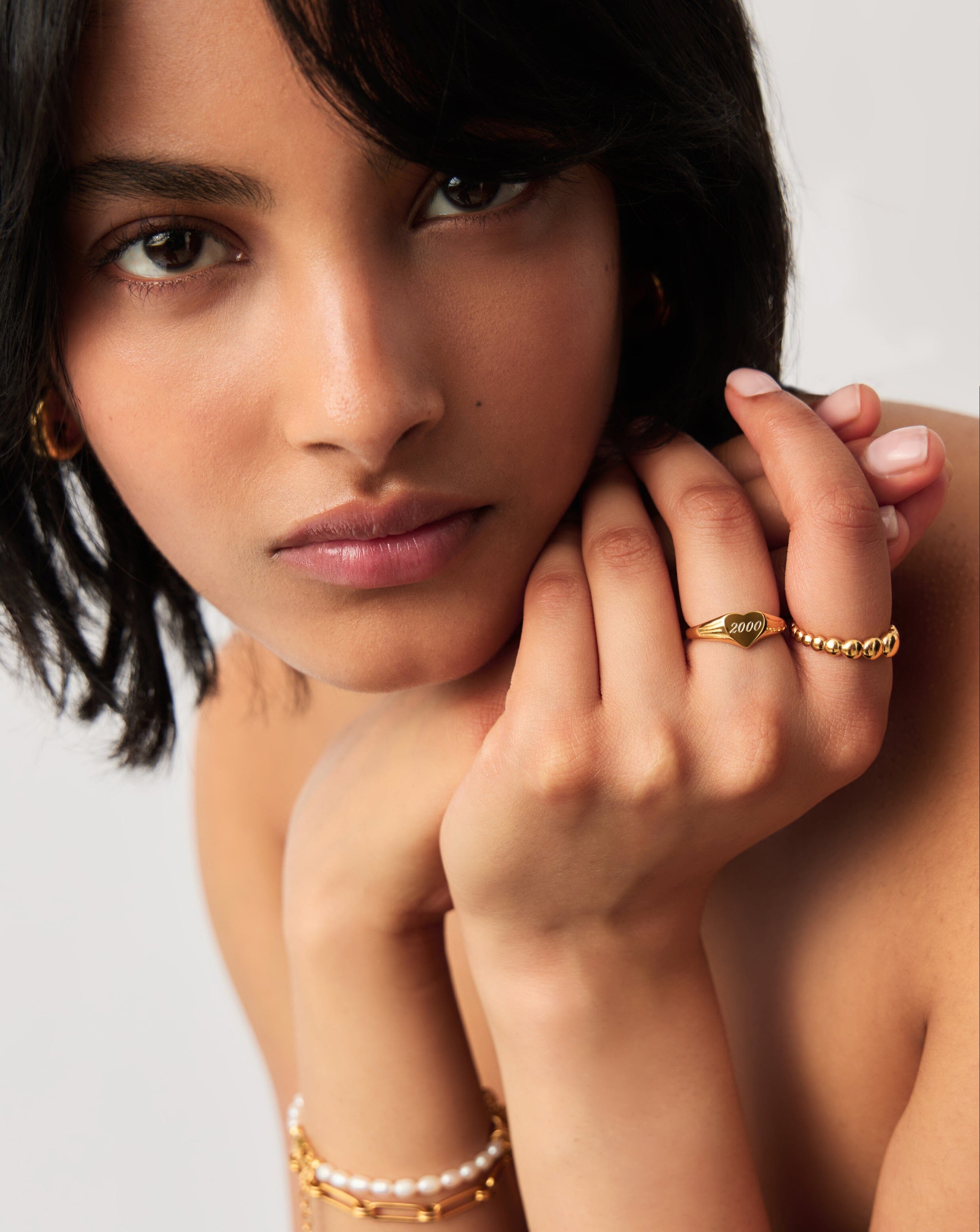 Engravable Heart Signet Ring in 18k Gold Vermeil | Handcrafted Jewelry