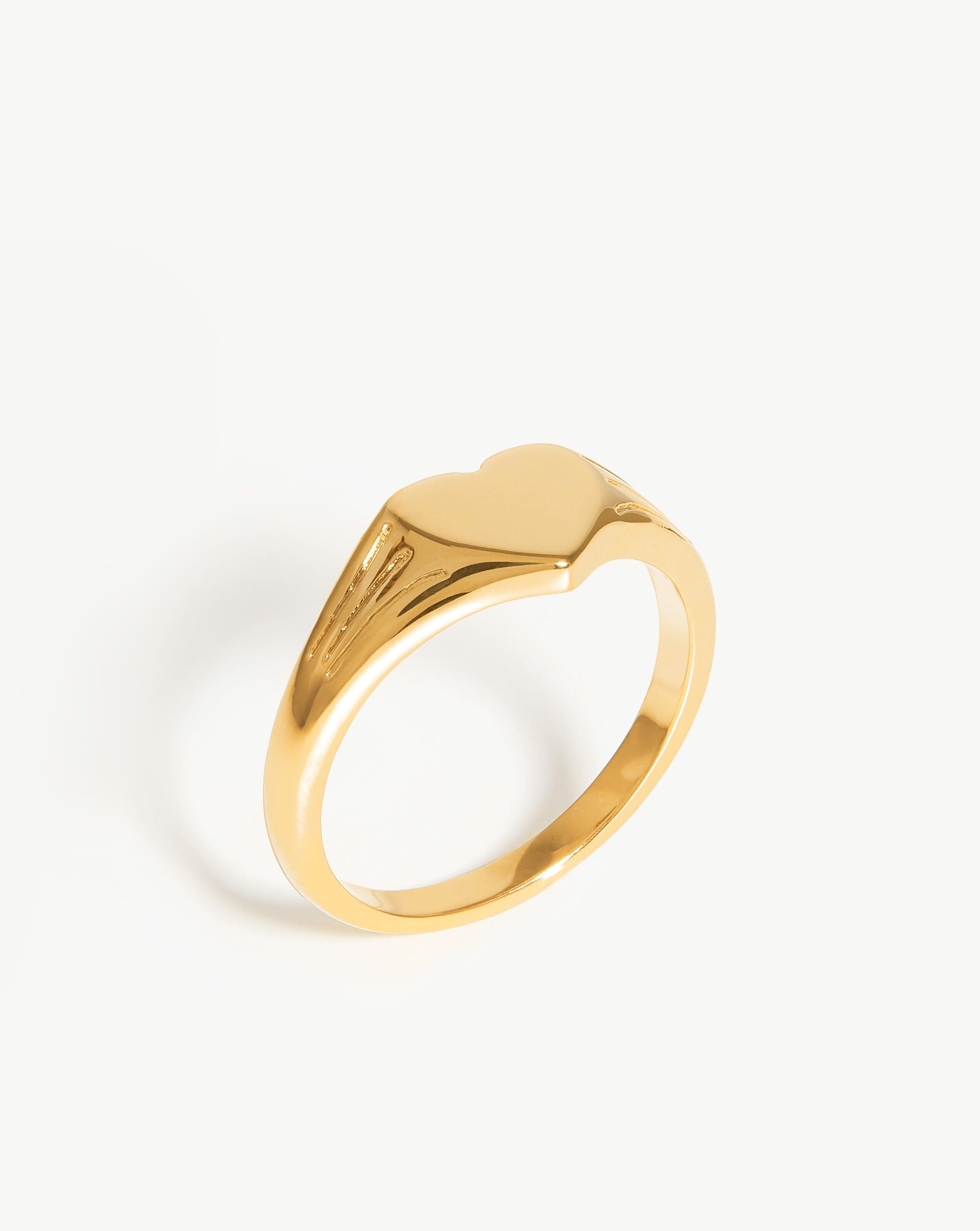 Engravable Heart Signet Ring in 18k Gold Vermeil | Handcrafted Jewelry