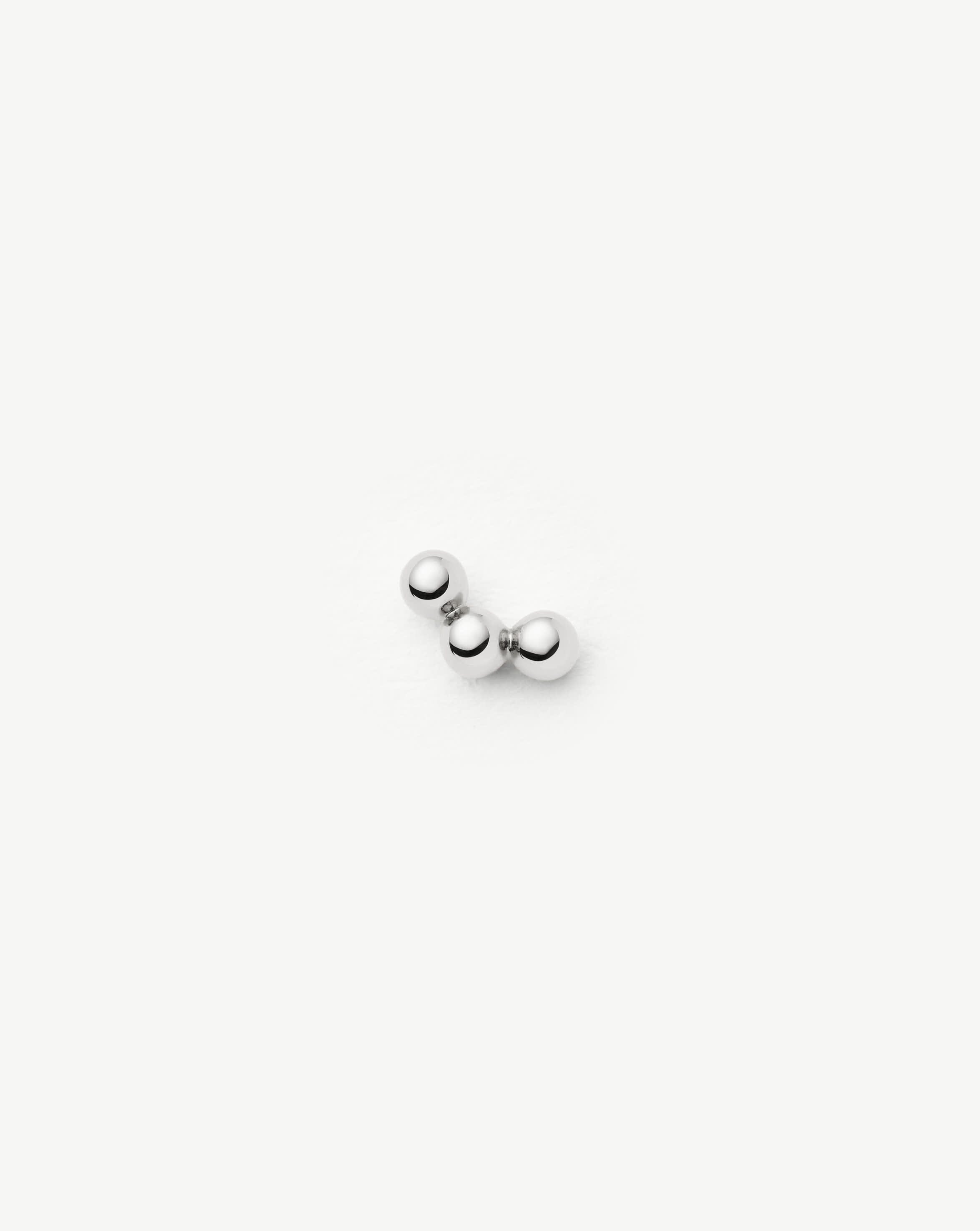 14k White Gold Trio Stud Earrings for Healed Piercings | Flat Back Labret