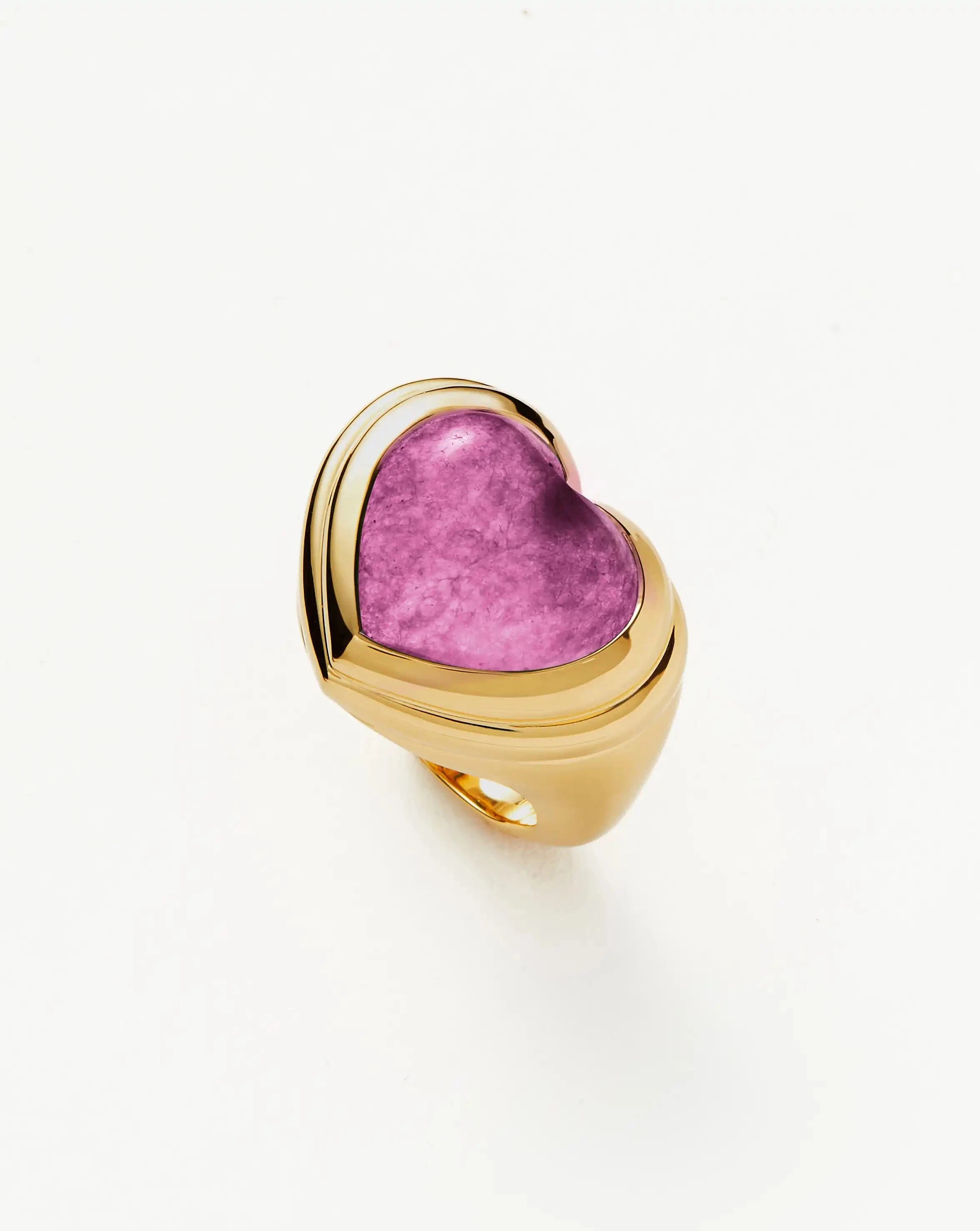 Purple Quartz Heart Ring | 18k Gold Plated Gemstone Jewelry