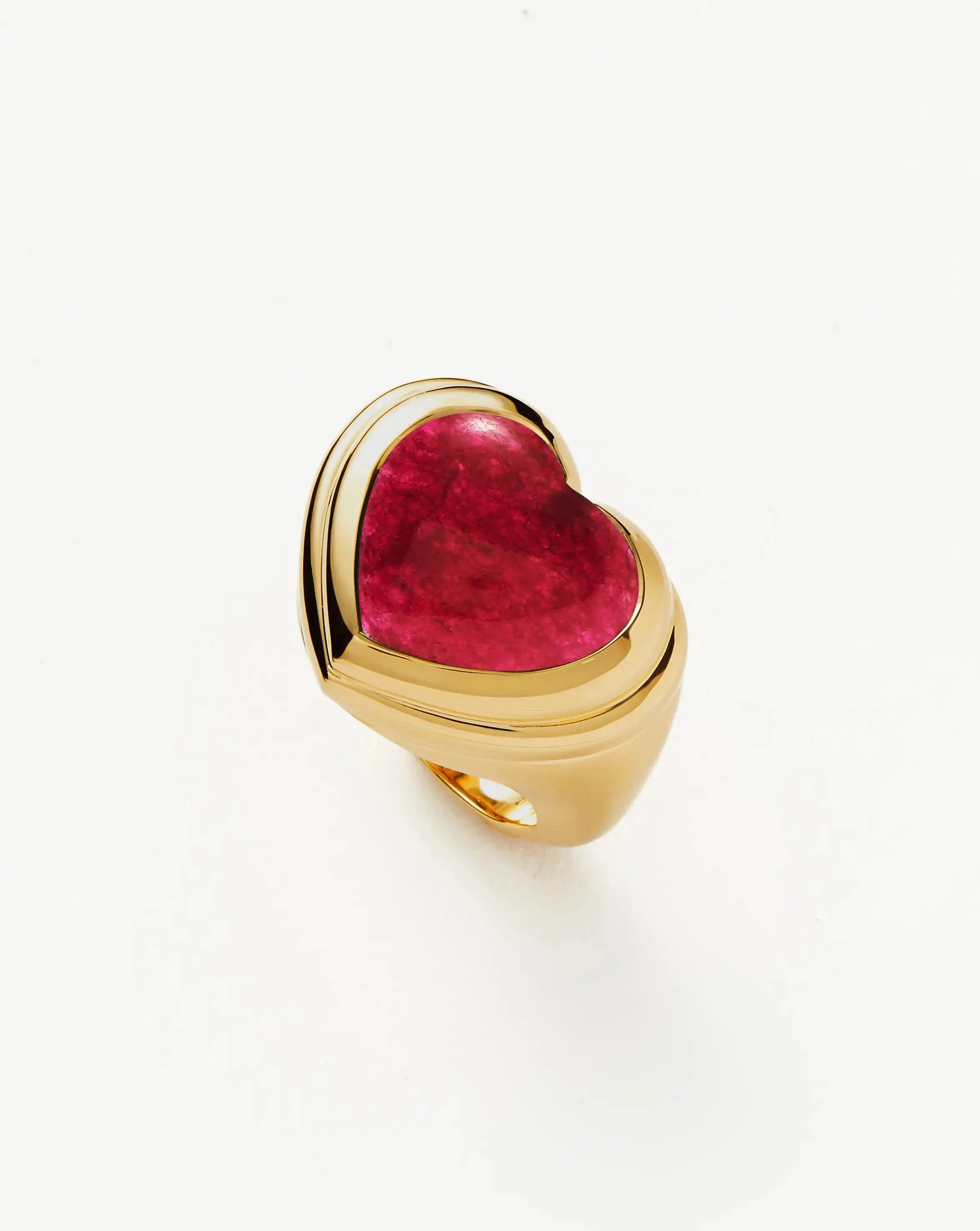 Pink Quartz Heart Ring | 18k Gold Plated Gemstone Jewelry