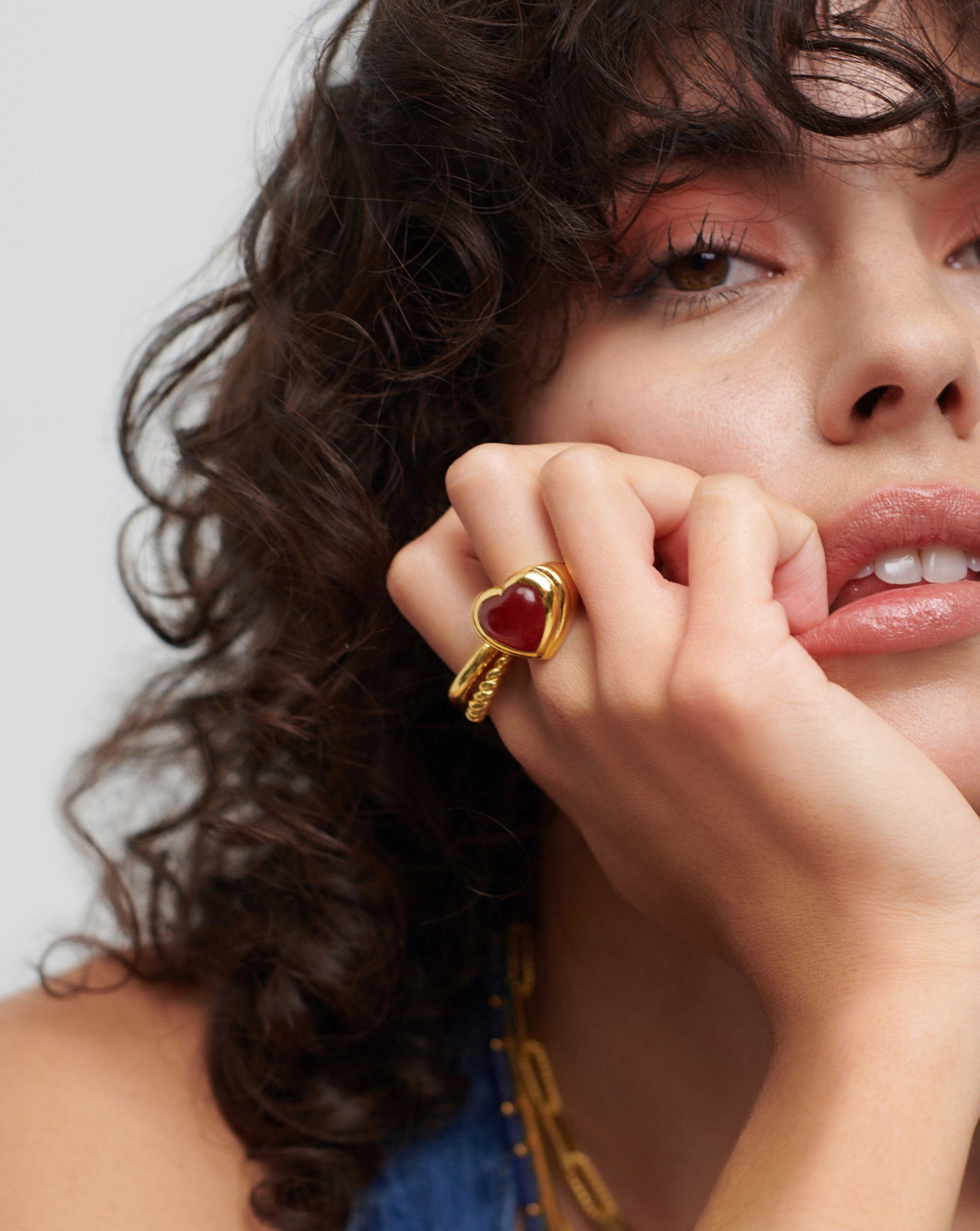 Pink Quartz Heart Ring | 18k Gold Plated Gemstone Jewelry