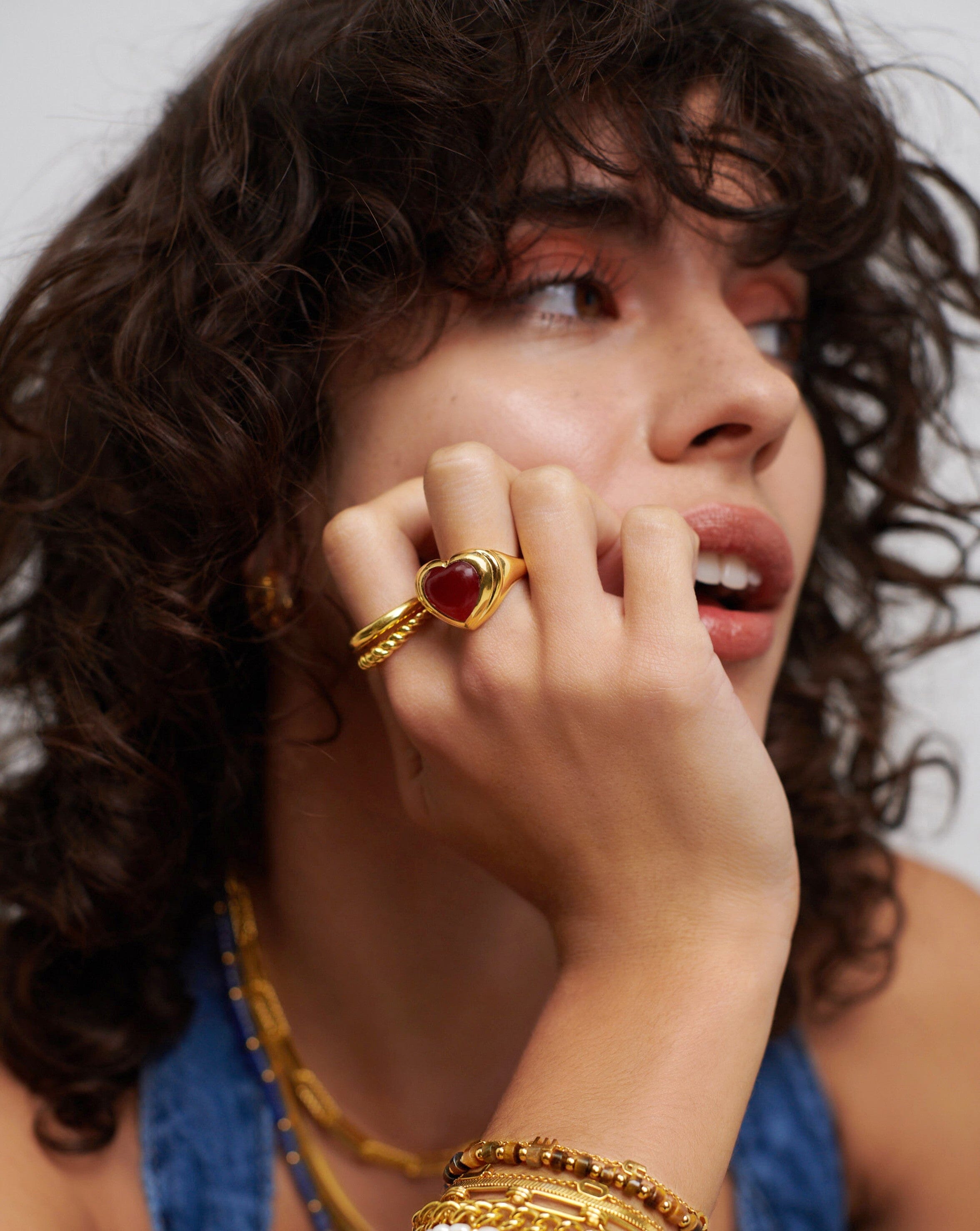Pink Quartz Heart Ring | 18k Gold Plated Gemstone Jewelry