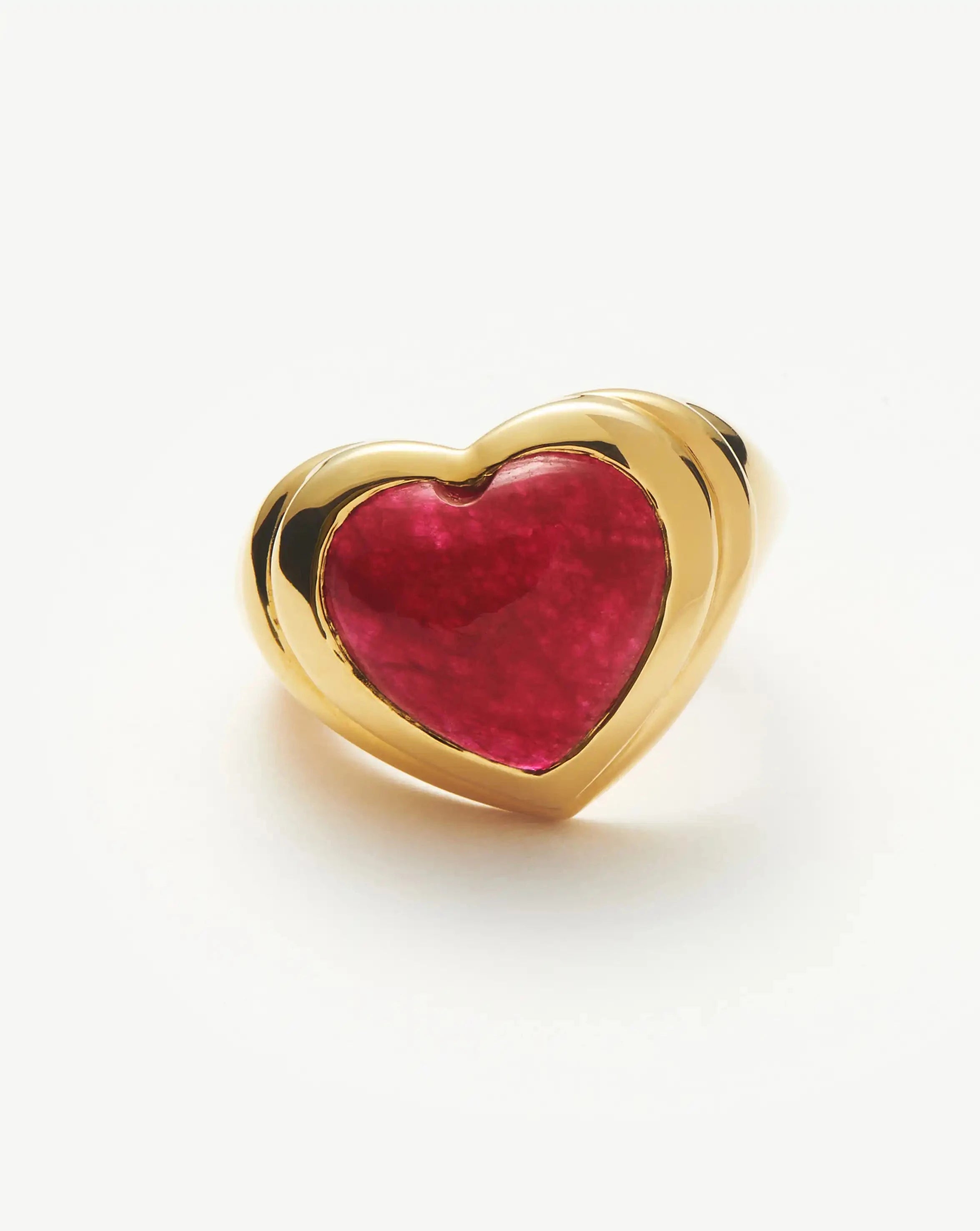 Pink Quartz Heart Ring | 18k Gold Plated Gemstone Jewelry