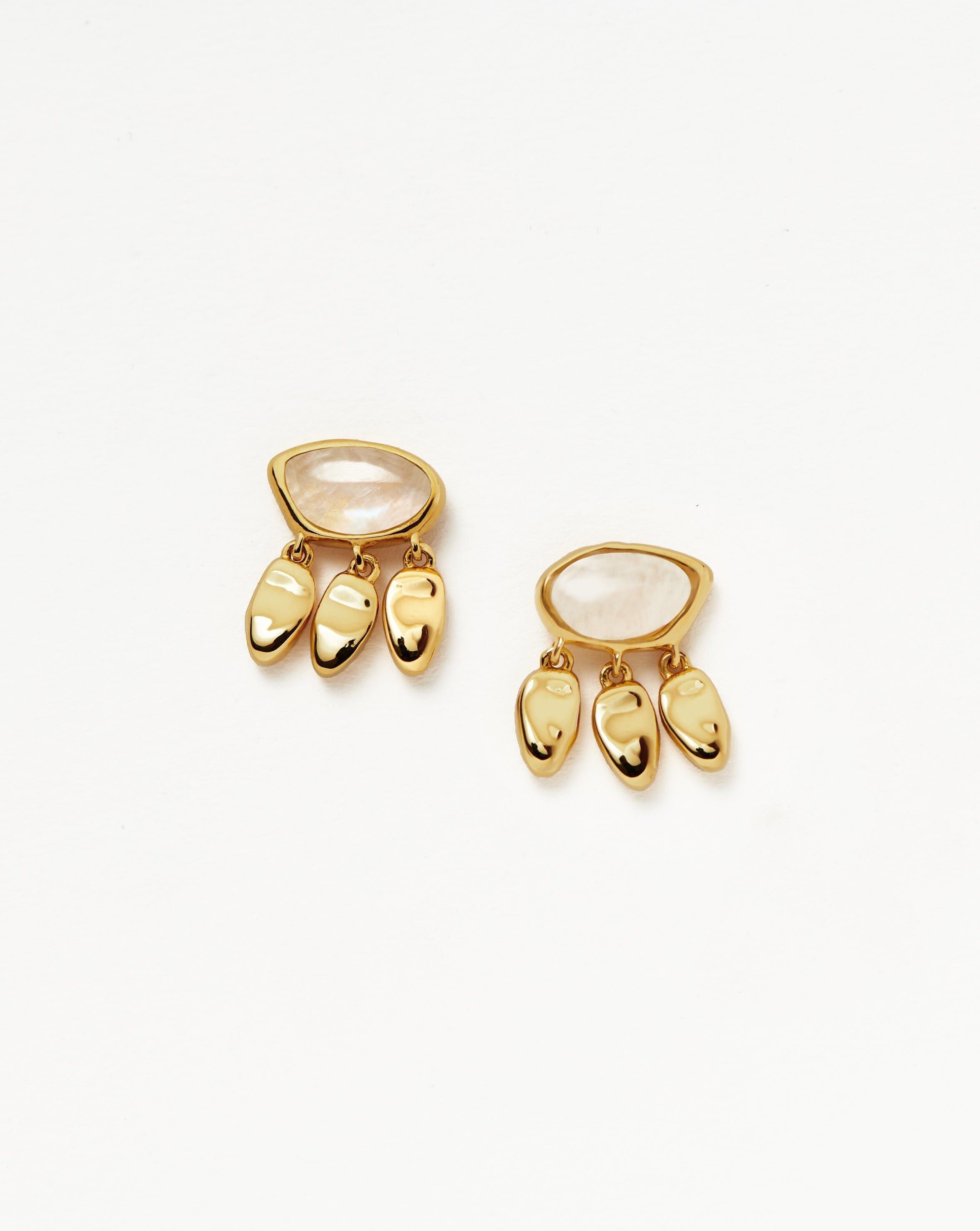 Rainbow Moonstone Stud Earrings | 18k Gold Vermeil & Charm Design