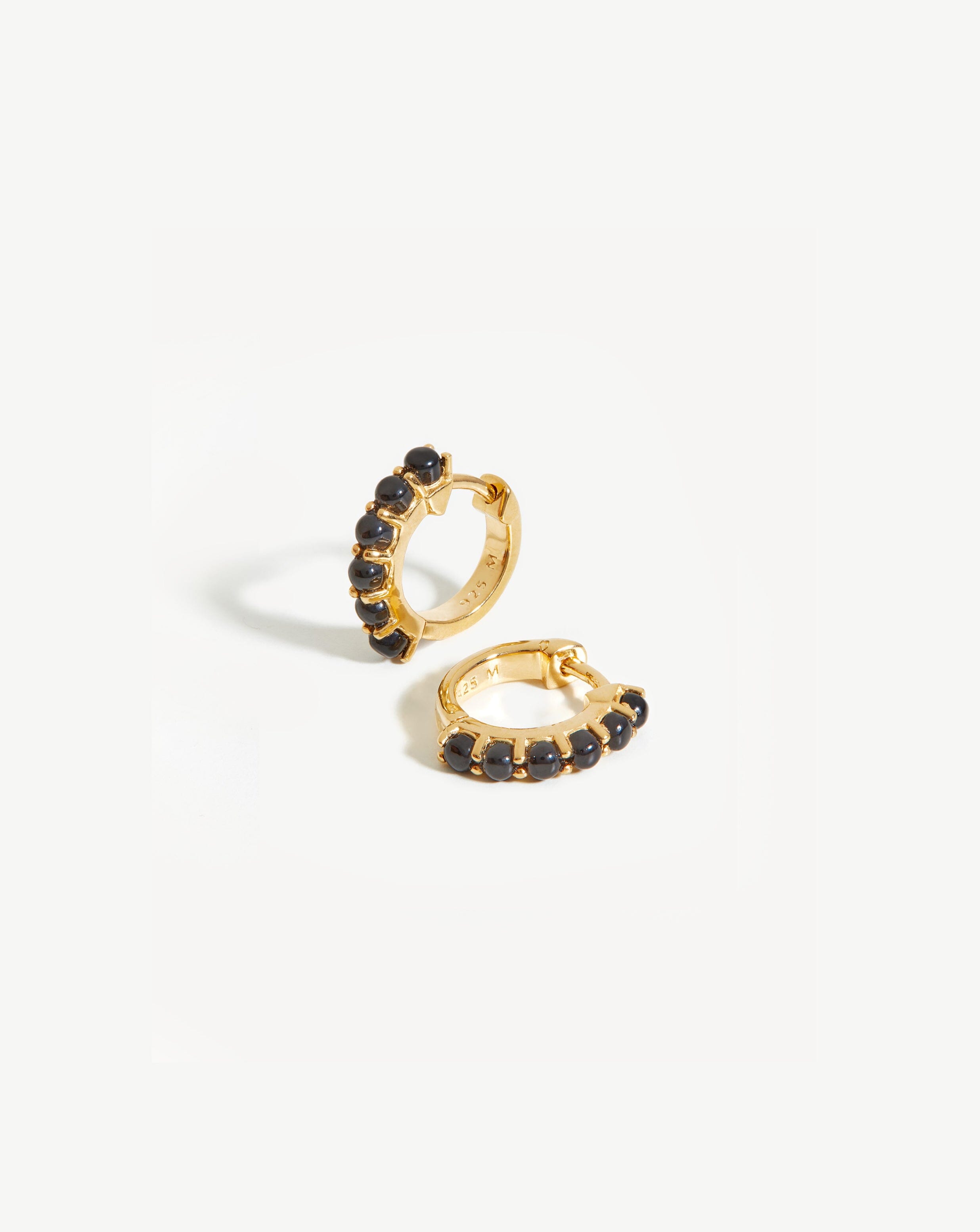 Black Onyx Huggie Earrings in 18k Gold Vermeil | Recycled Metals Collection
