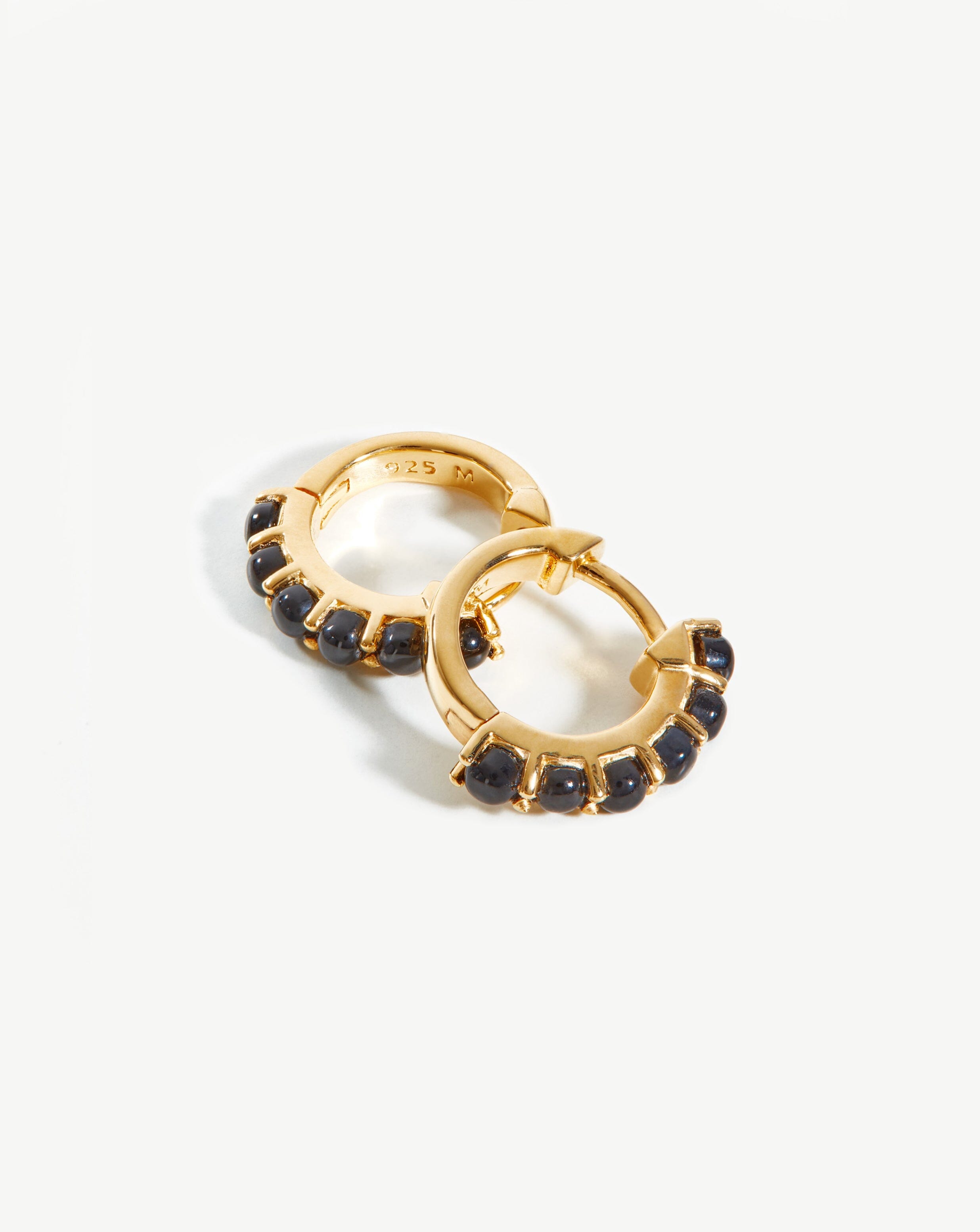 Black Onyx Huggie Earrings in 18k Gold Vermeil | Recycled Metals Collection