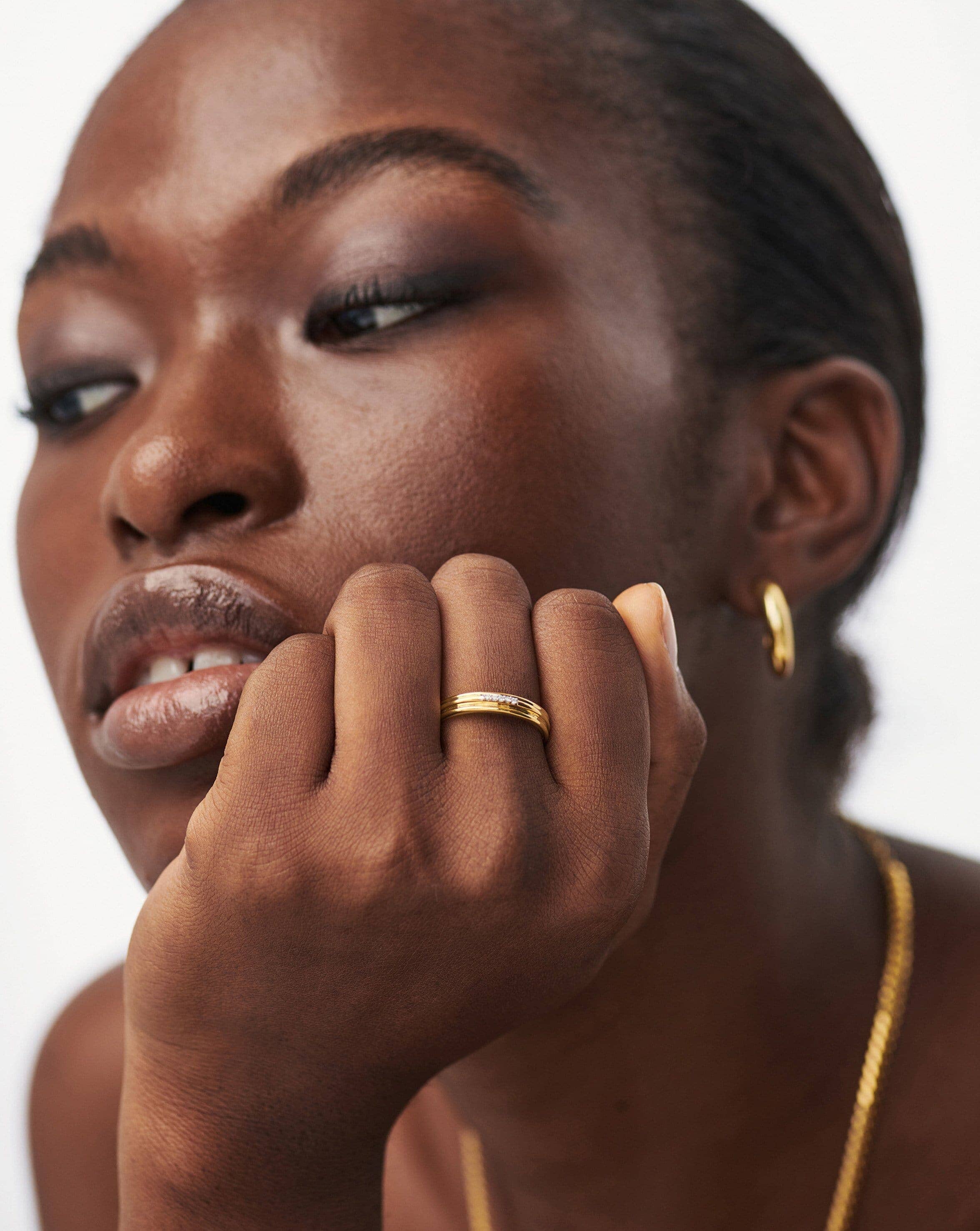 Pave Ridge Ring in 18k Gold Vermeil & Cubic Zirconia | Lucy Williams