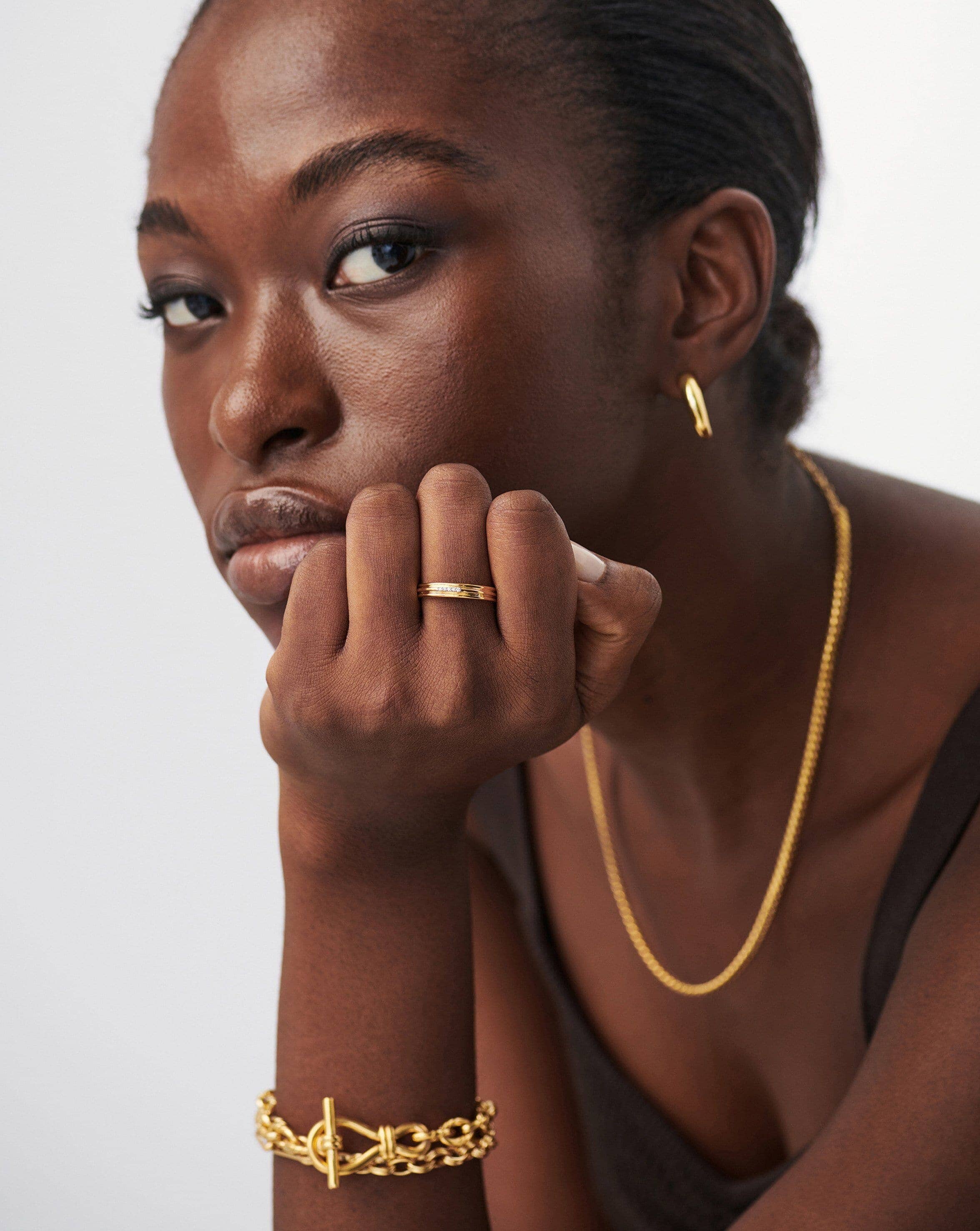 Pave Ridge Ring in 18k Gold Vermeil & Cubic Zirconia | Lucy Williams