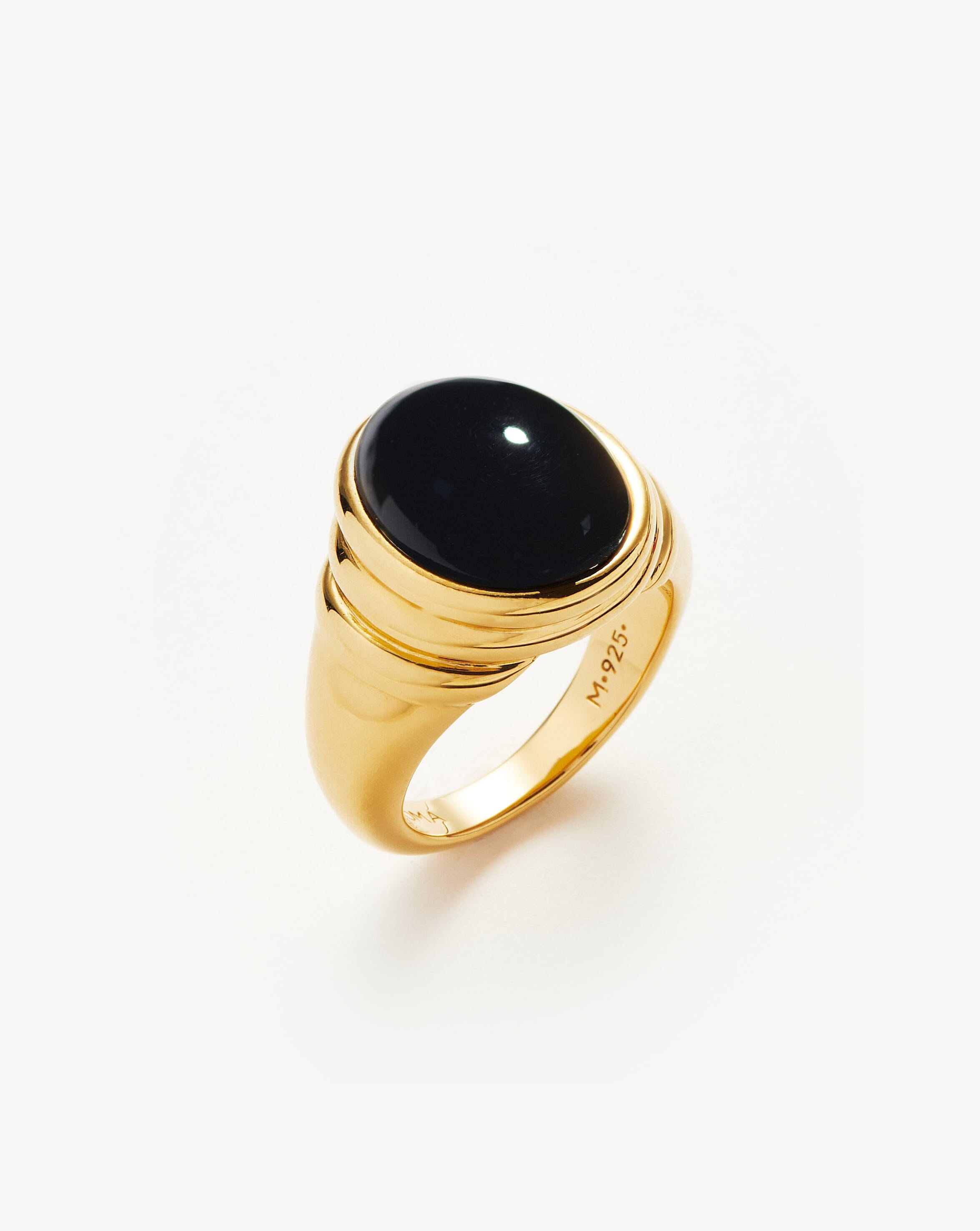 Black Onyx Chunky Ring in 18k Gold Vermeil | Savi Ridge