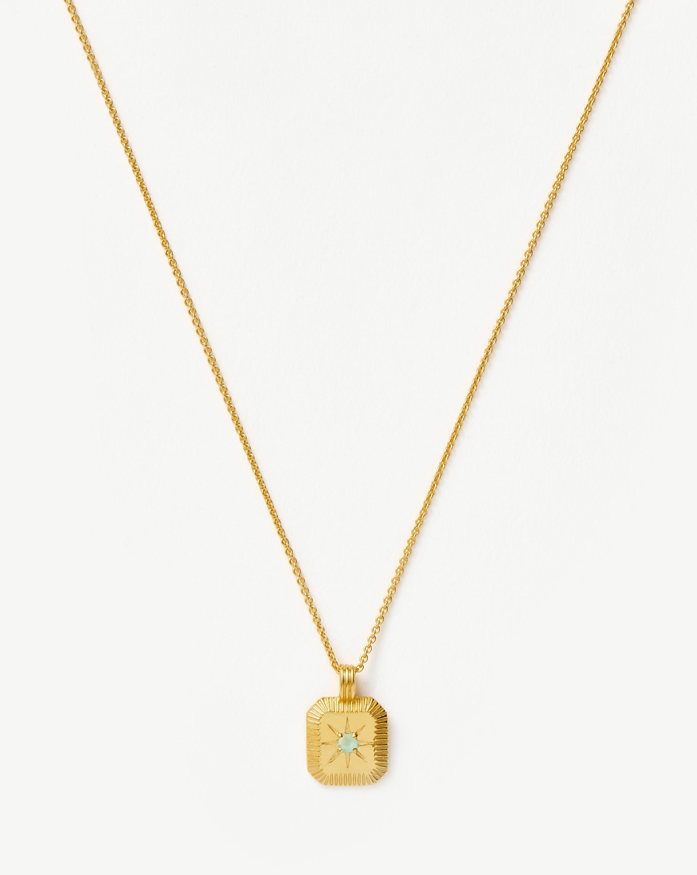 March Birthstone Necklace | 18k Gold Vermeil & Aqua Chalcedony Pendant