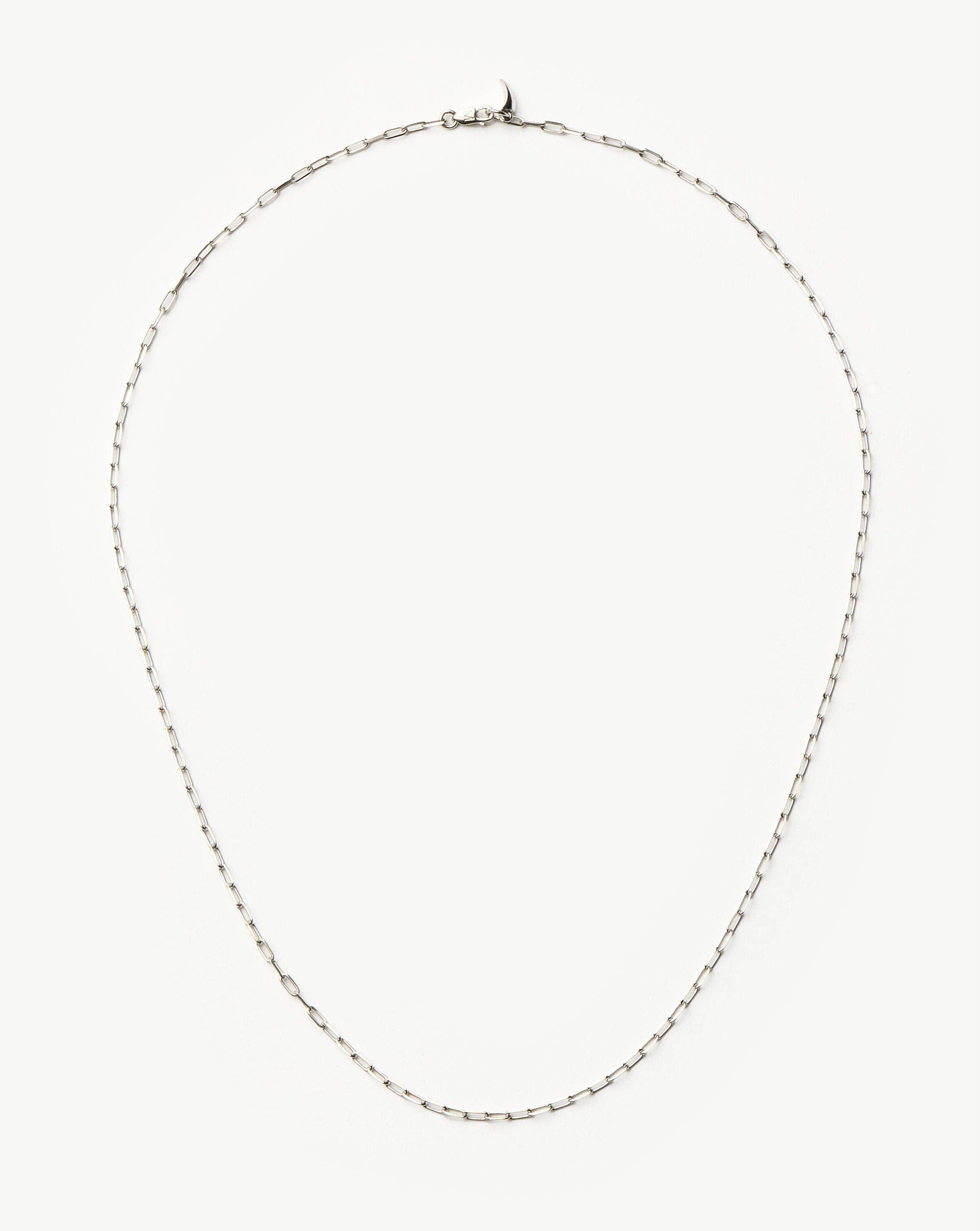14k Solid White Gold Paperclip Chain Necklace | Recycled Gold