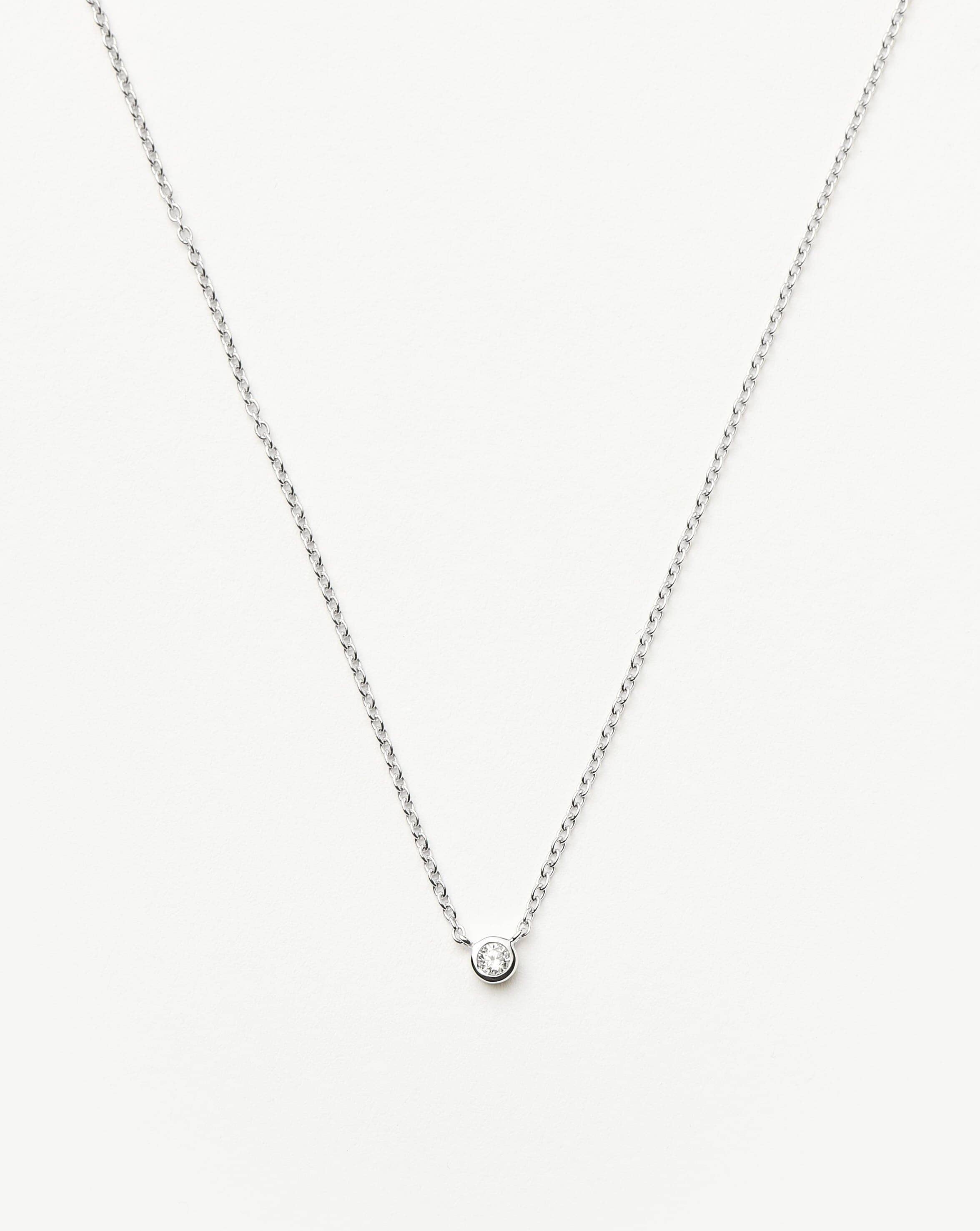 Solitaire Diamond Pendant Necklace in 14k Recycled White Gold | Conflict-Free