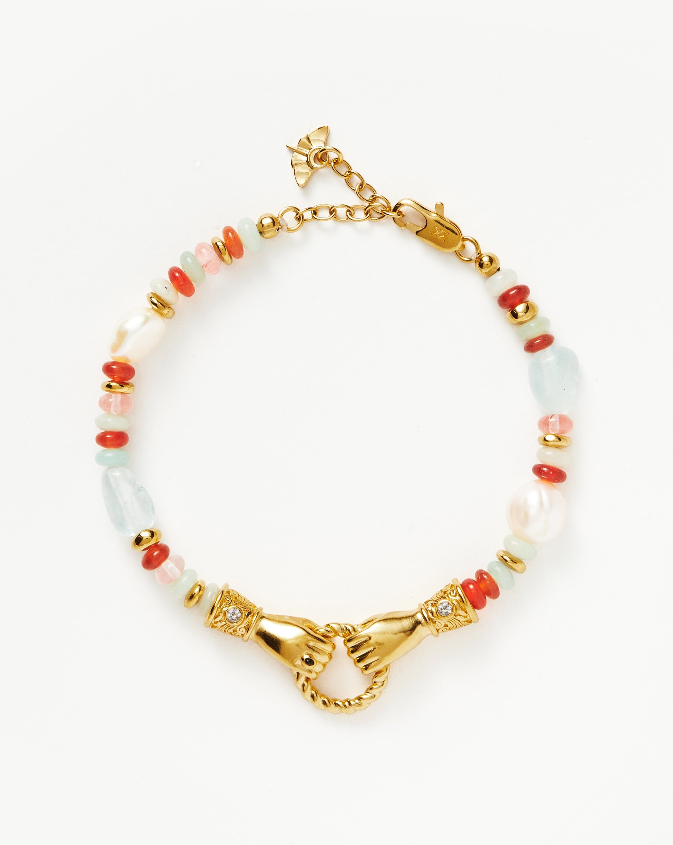 Beaded Gemstone Bracelet with Pearls & 18k Gold Plating | Harris Reed
