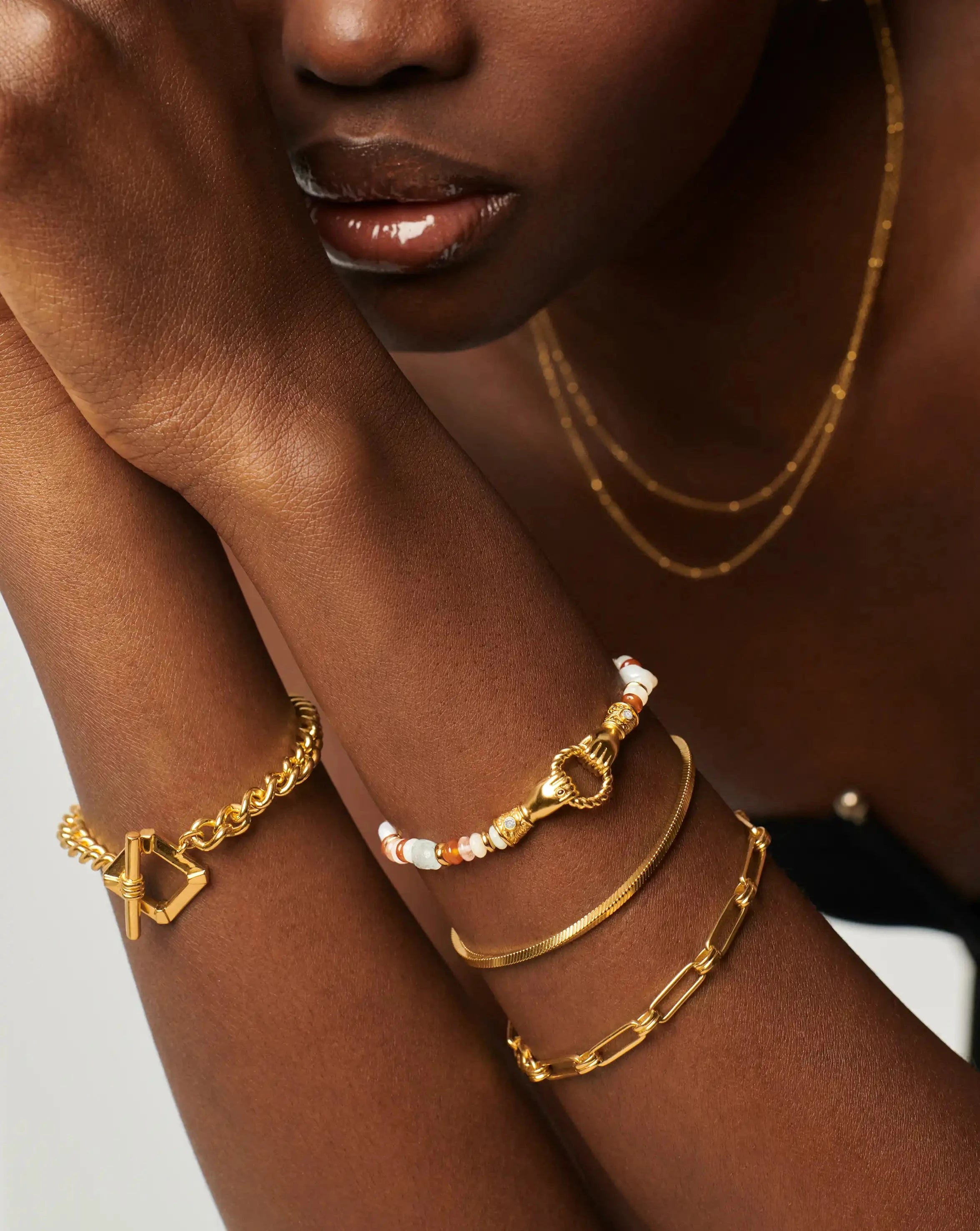 Beaded Gemstone Bracelet with Pearls & 18k Gold Plating | Harris Reed