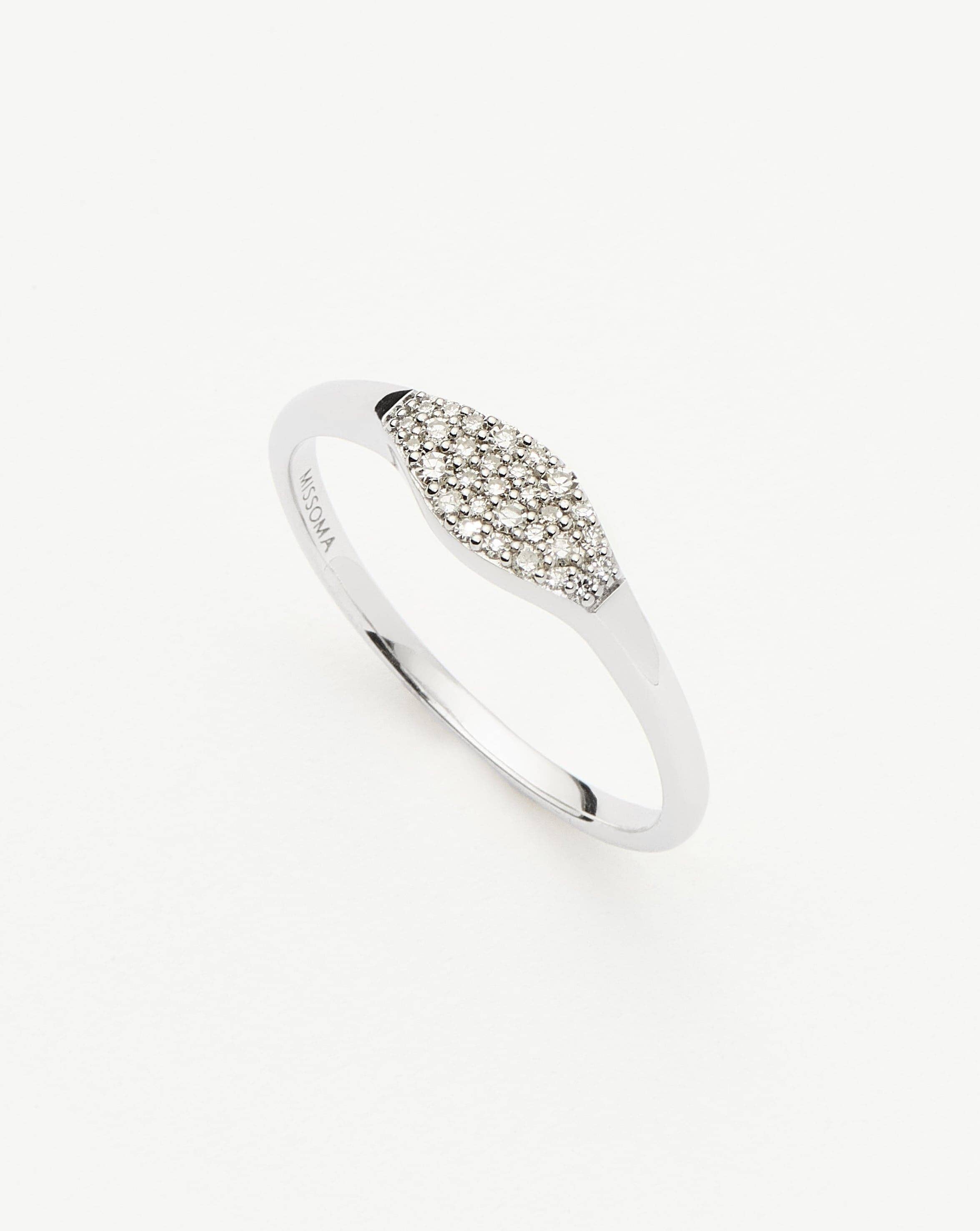 14k White Gold Diamond Signet Ring | Recycled Gold & Conflict-Free