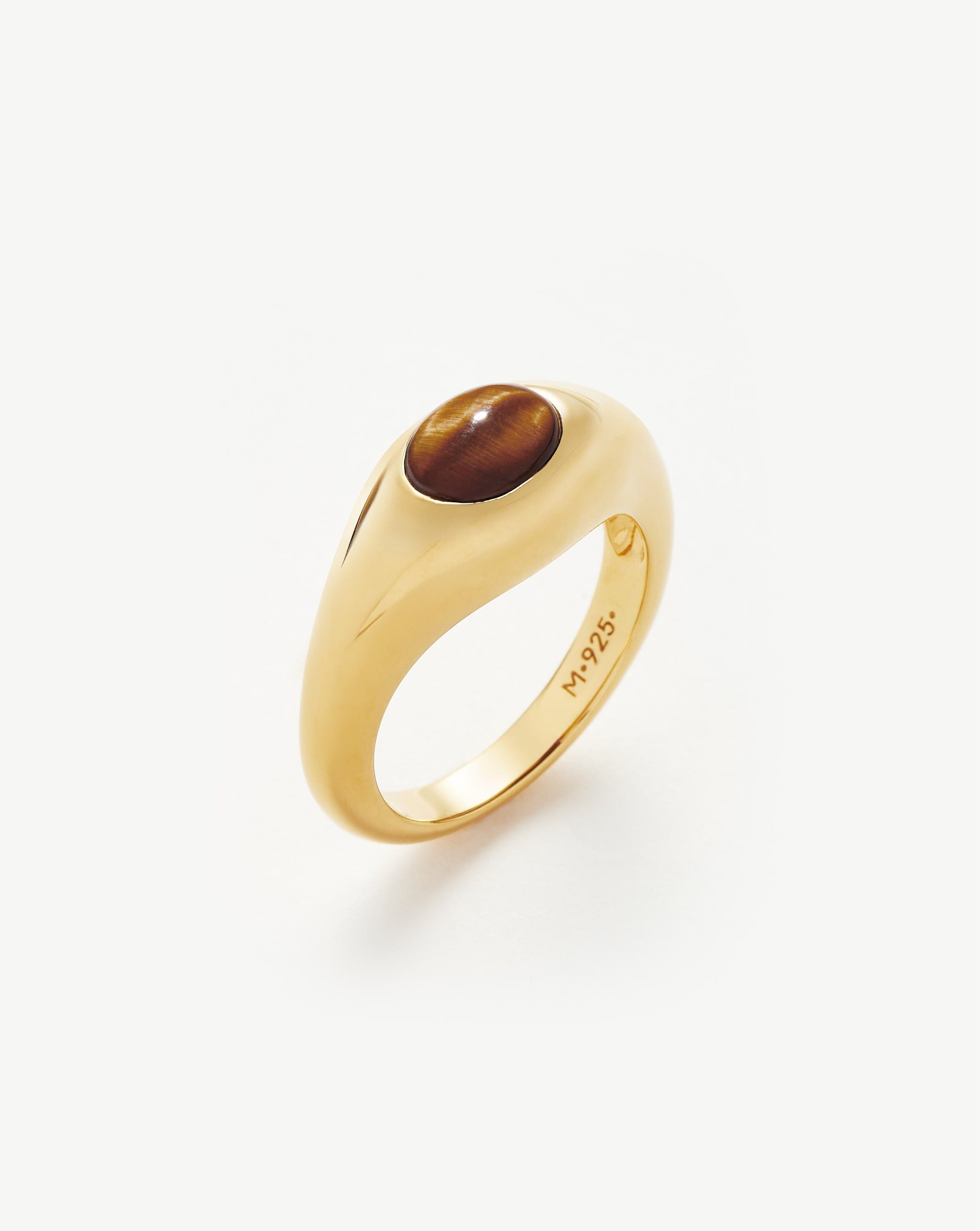 Tiger's Eye Stacking Ring in 18k Gold Vermeil | Savi Sculptural Jewelry