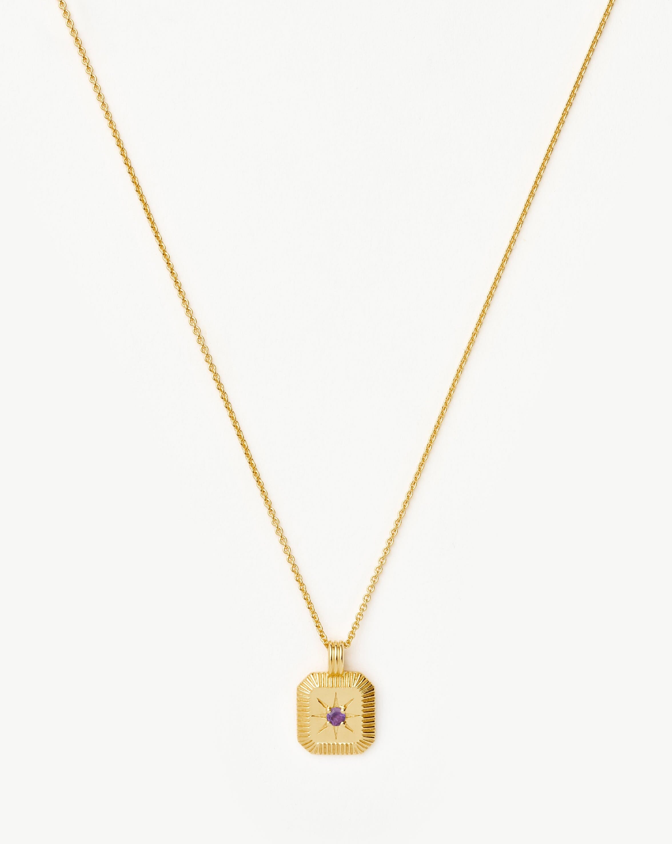 Amethyst Birthstone Necklace | 18k Gold Vermeil Pendant for February
