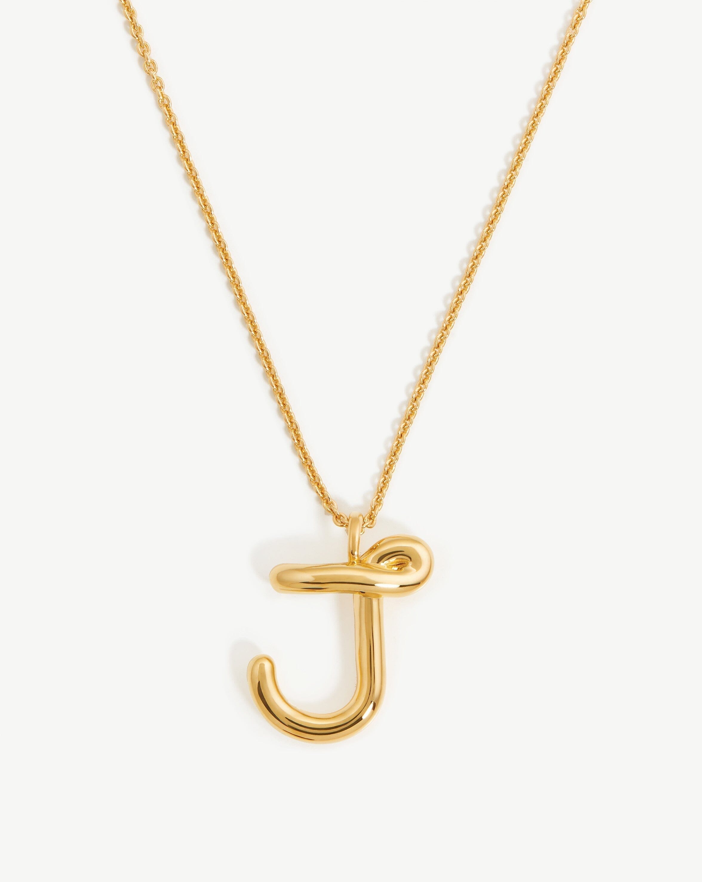Curly Initial Pendant Necklace - 18k Gold Vermeil | Personalized Gift