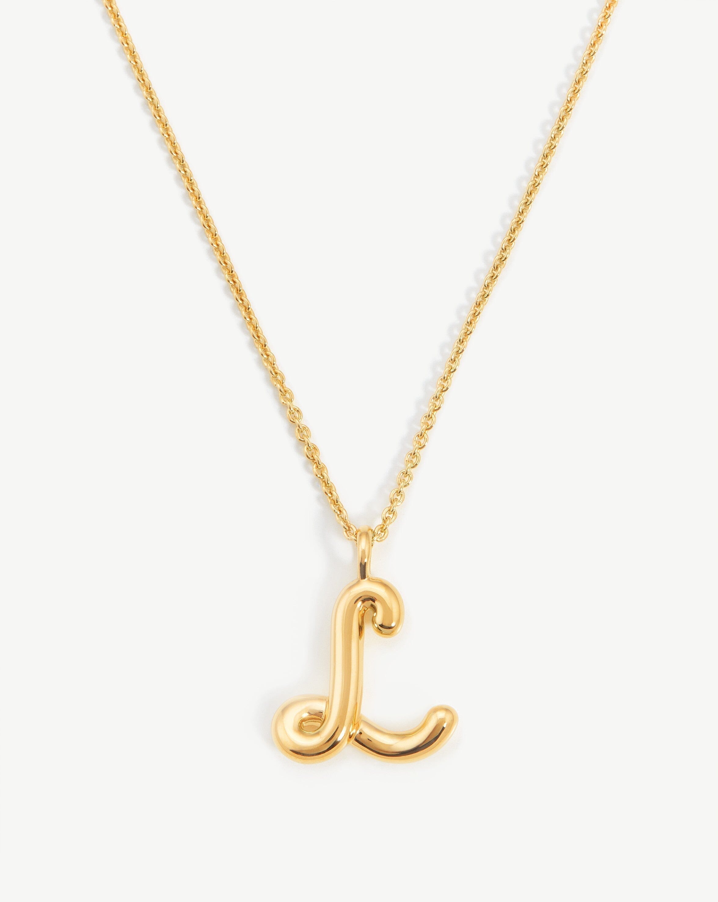 Curly Initial Pendant Necklace - 18k Gold Vermeil | Personalized Gift