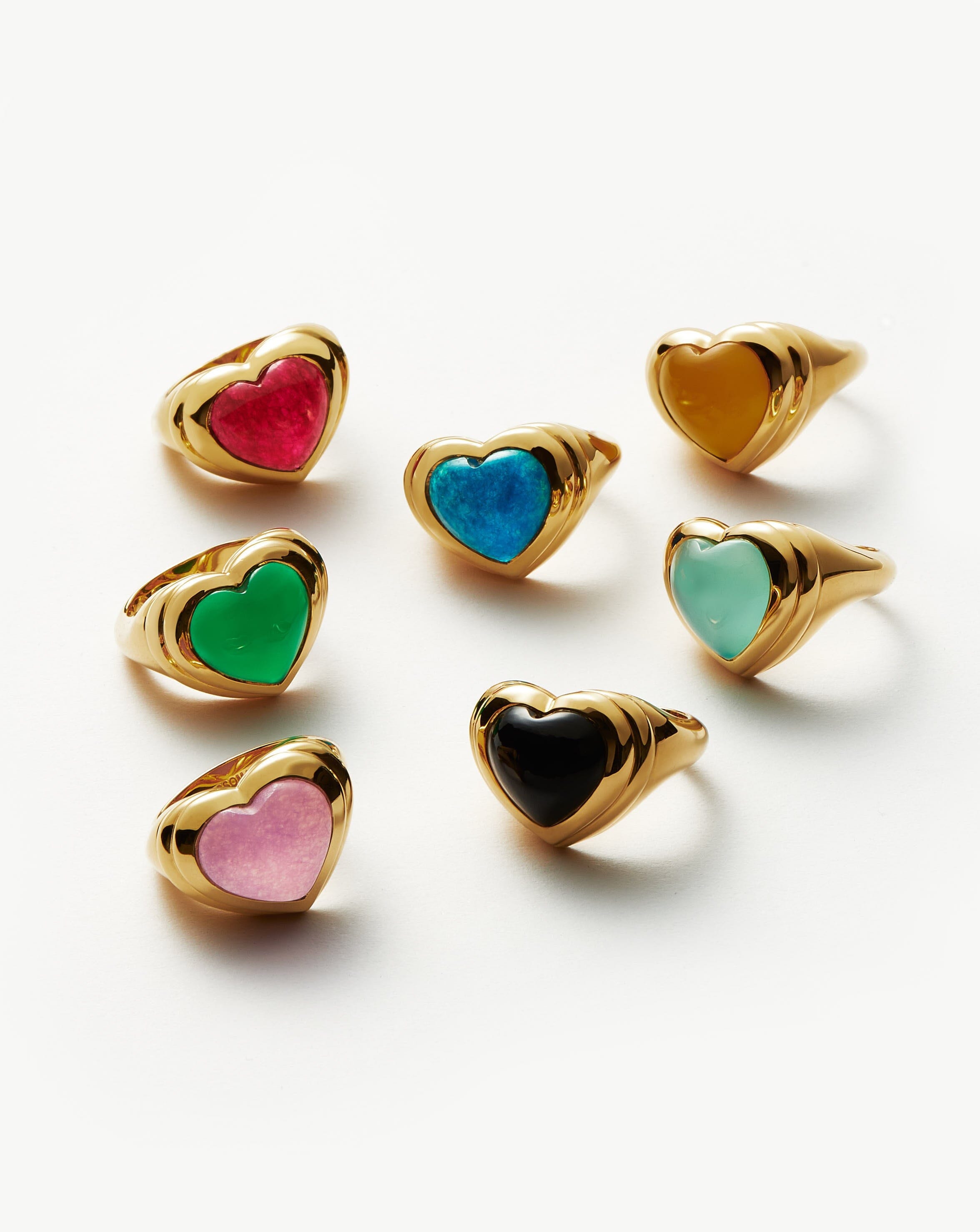 Jelly Heart Gemstone Ring in 18k Gold Plated & Aqua Chalcedony | Harmony Stone