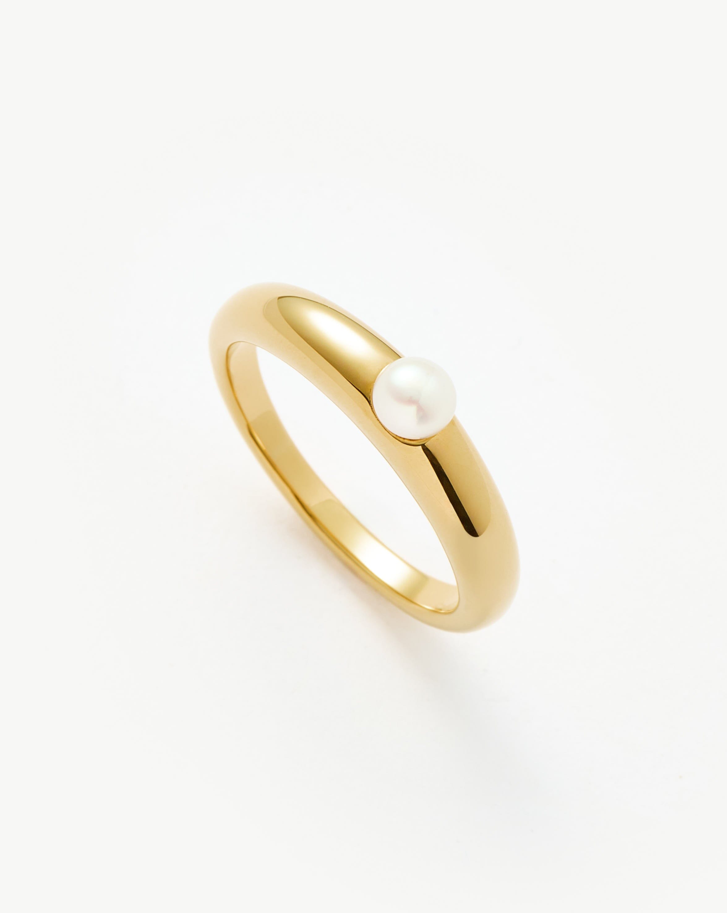 Pearl Stacking Ring in 18k Gold Vermeil | Button Pearl Design