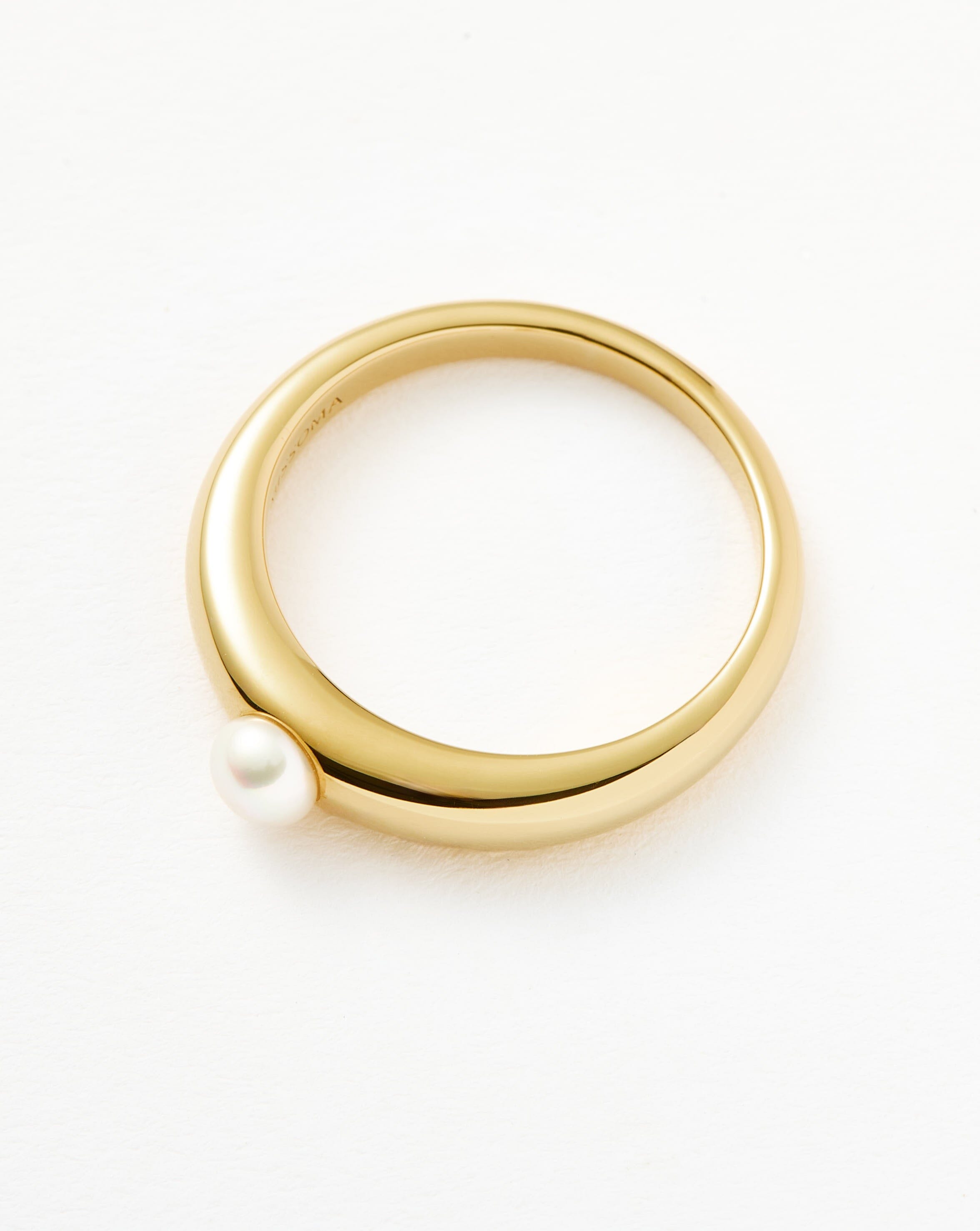 Pearl Stacking Ring in 18k Gold Vermeil | Button Pearl Design
