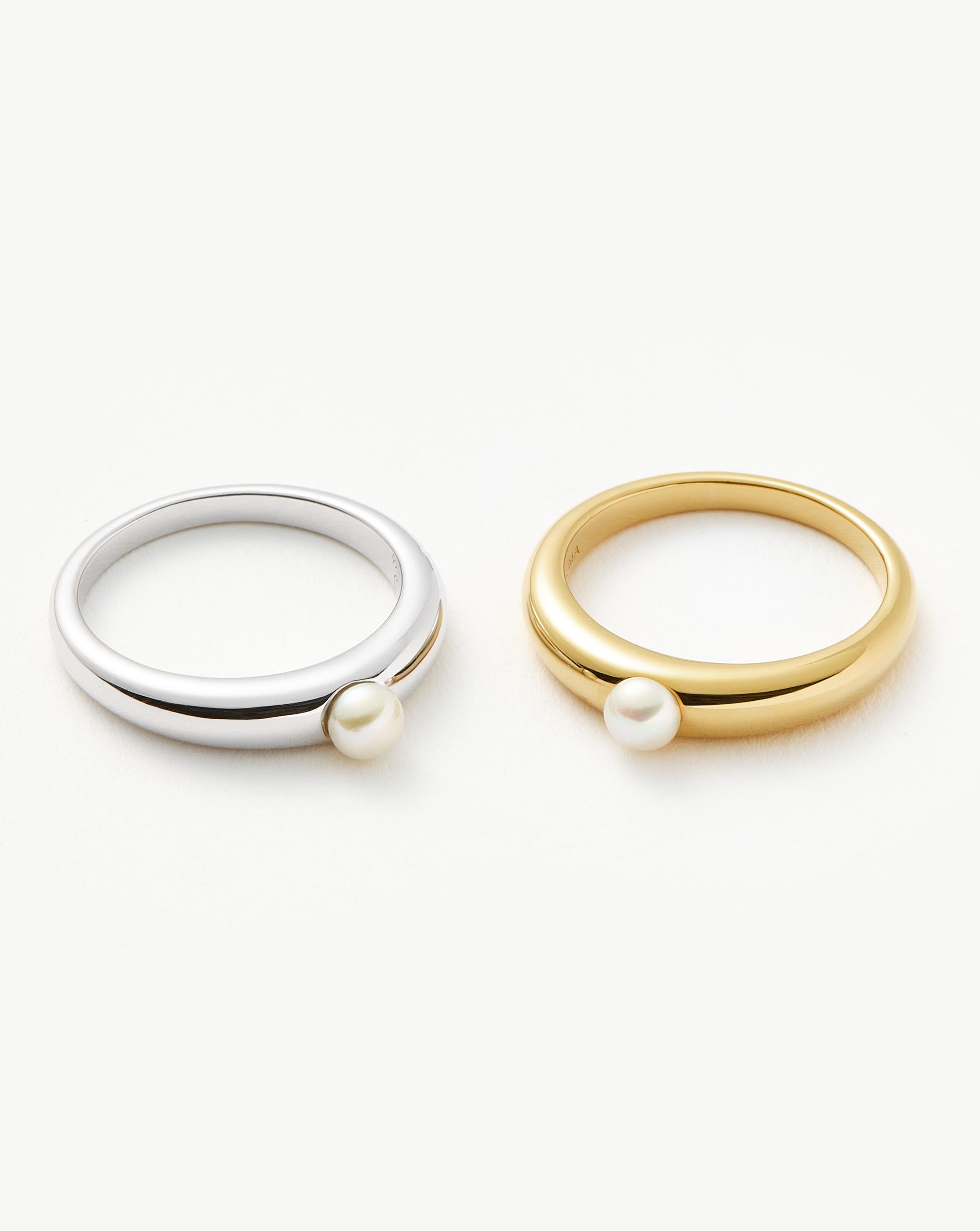 Pearl Stacking Ring in 18k Gold Vermeil | Button Pearl Design