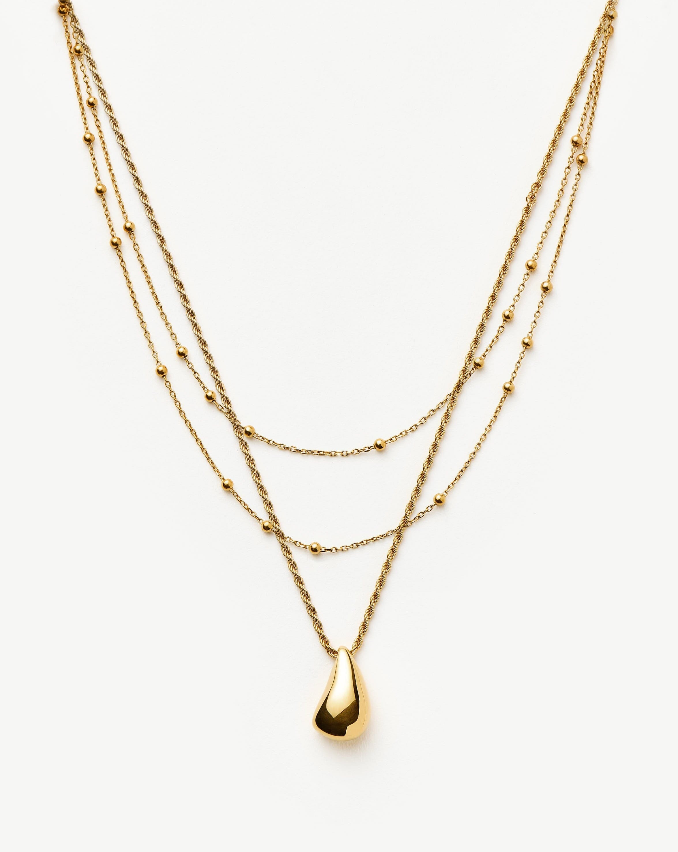 18k Gold Vermeil Droplet Pendant & Double Necklace Set | Savi