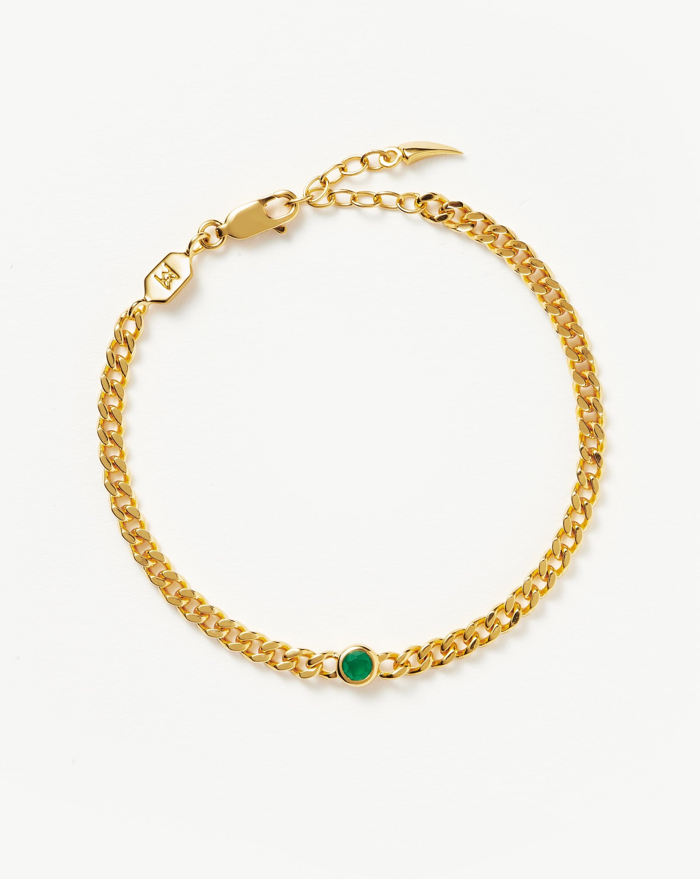 May Birthstone Bracelet | 18k Gold Plated Green Chalcedony Chain for Women