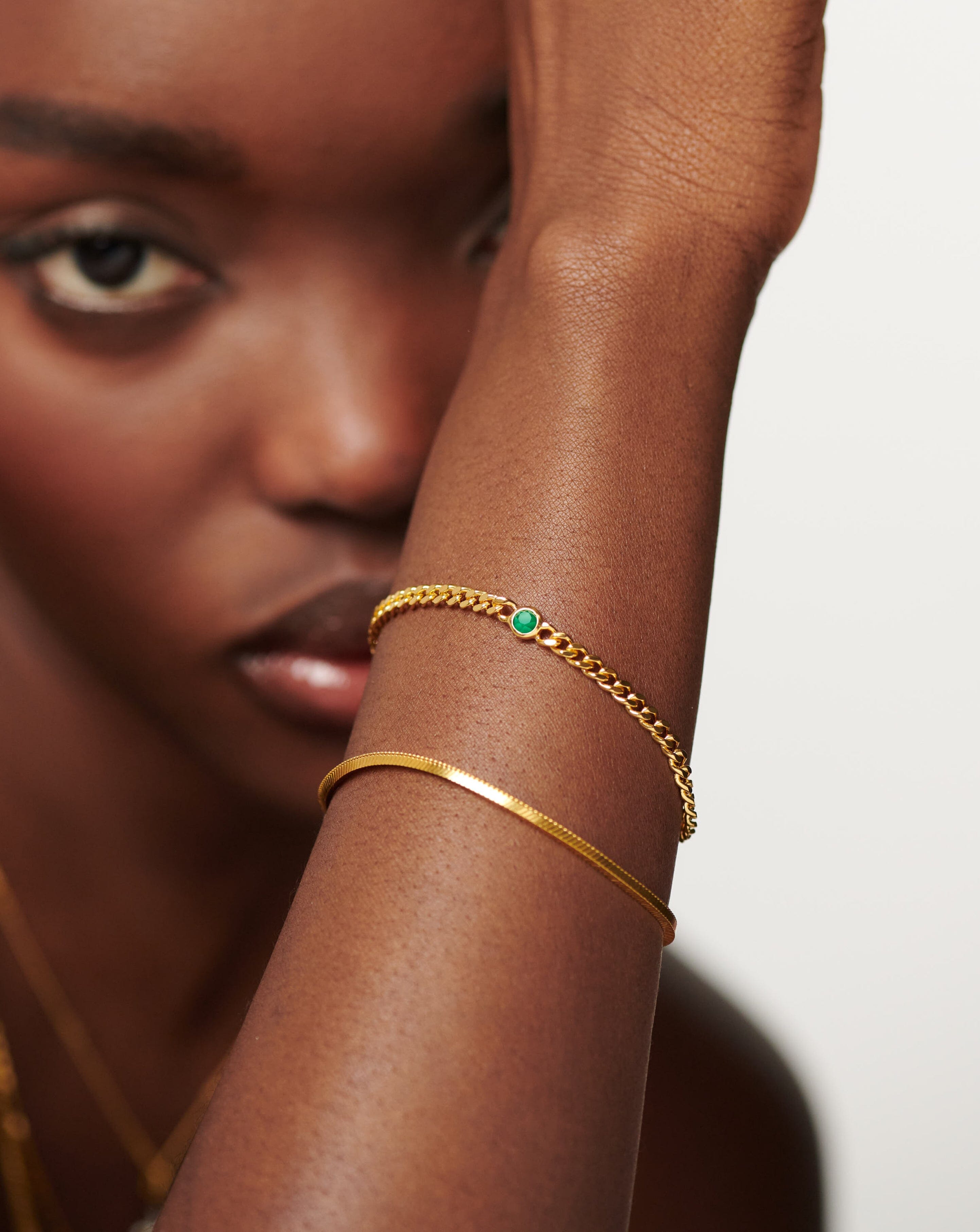 May Birthstone Bracelet | 18k Gold Plated Green Chalcedony Chain for Women