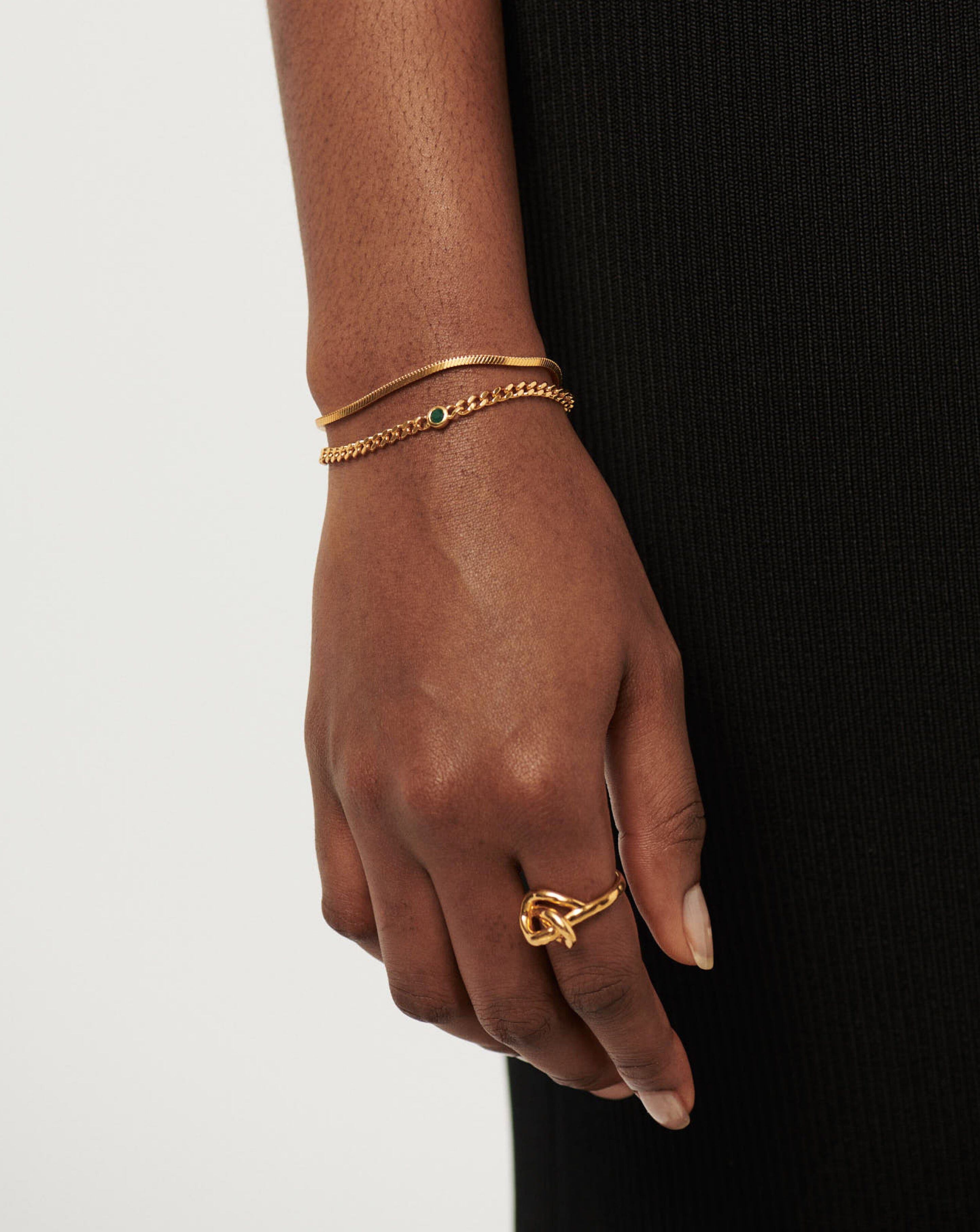 May Birthstone Bracelet | 18k Gold Plated Green Chalcedony Chain for Women