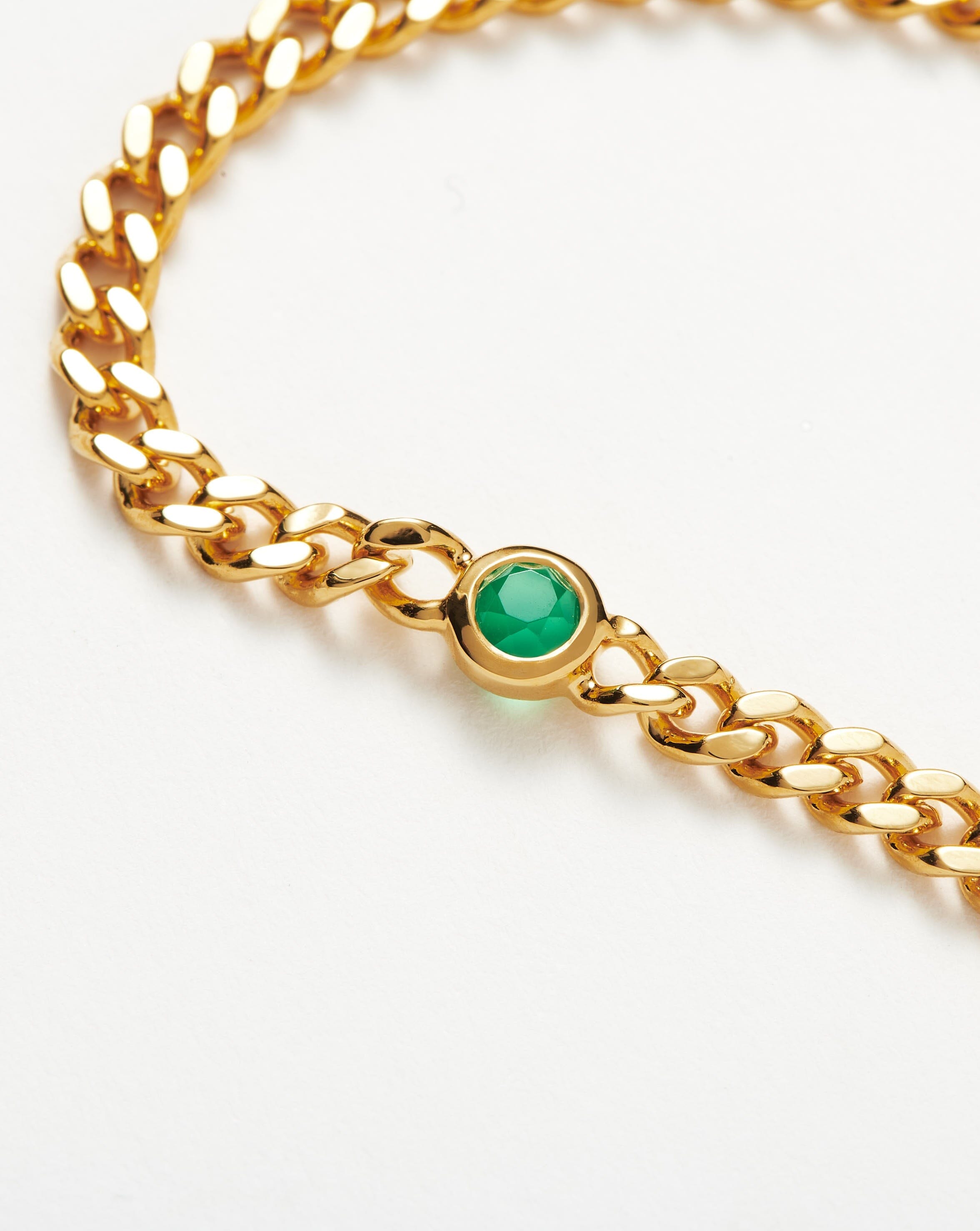 May Birthstone Bracelet | 18k Gold Plated Green Chalcedony Chain for Women