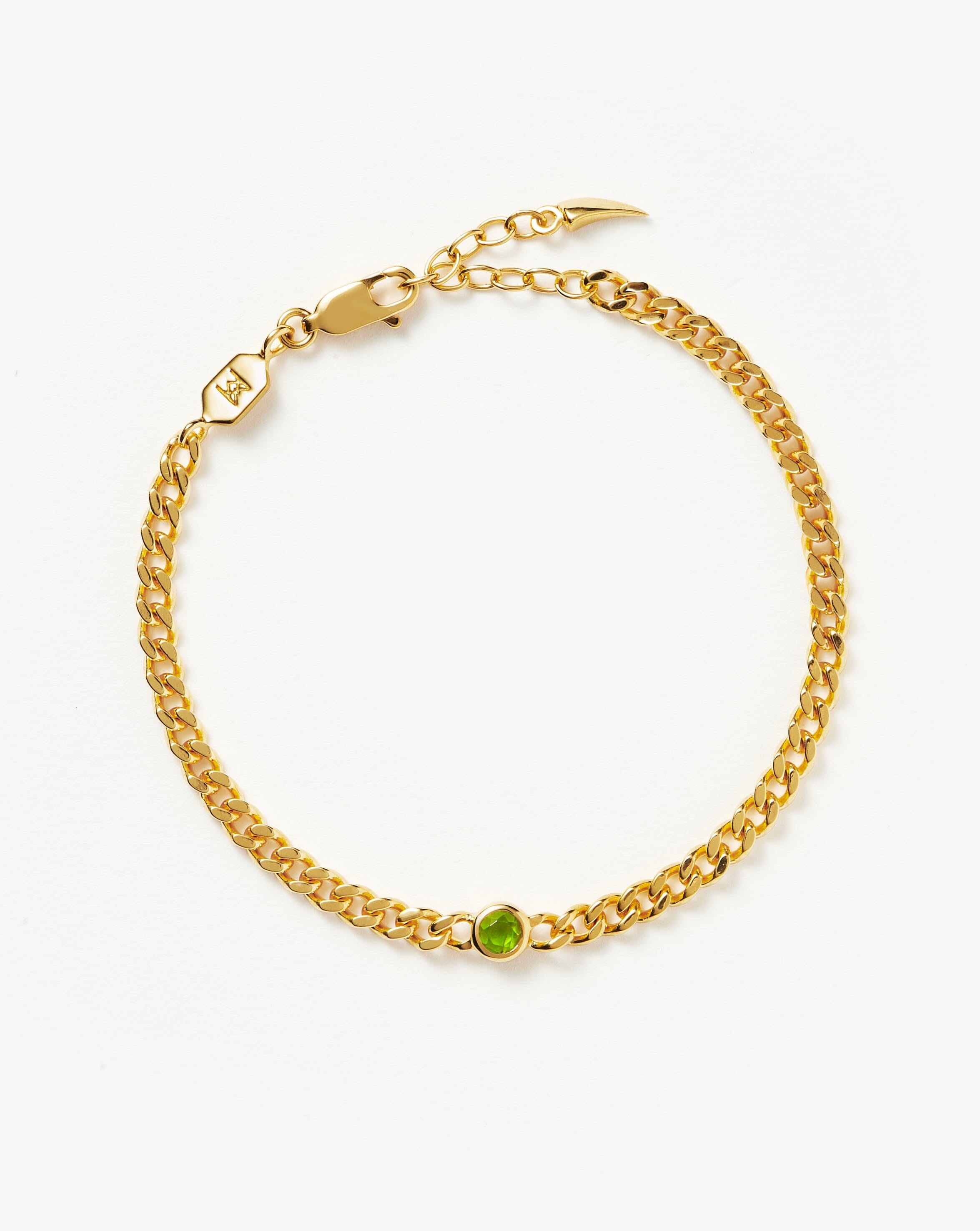 August Birthstone Bracelet | 18k Gold Plated Peridot Chain for Women