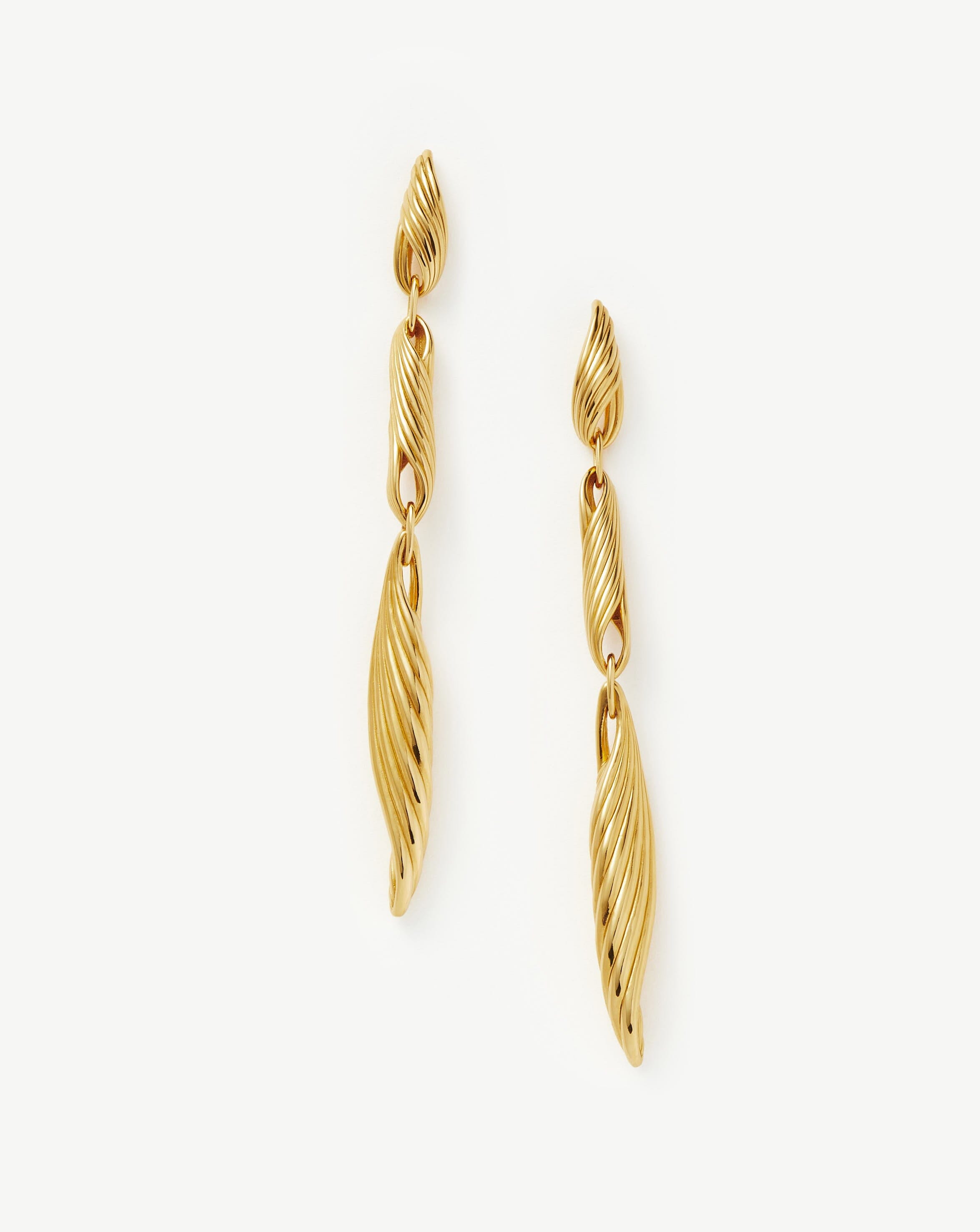Wavy Ridge Triple Drop Earrings in 18k Gold | Ocean-Inspired Design