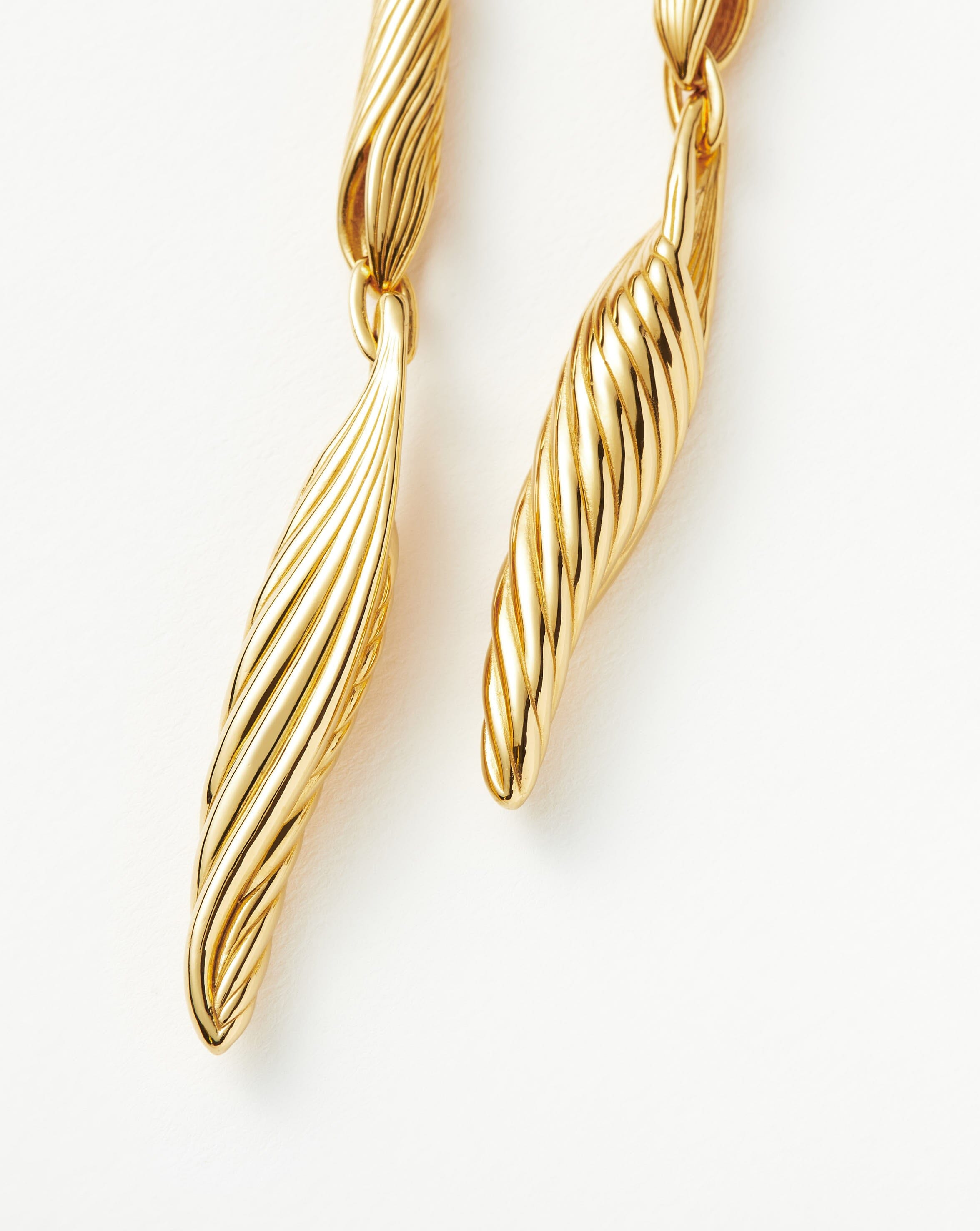 Wavy Ridge Triple Drop Earrings in 18k Gold | Ocean-Inspired Design