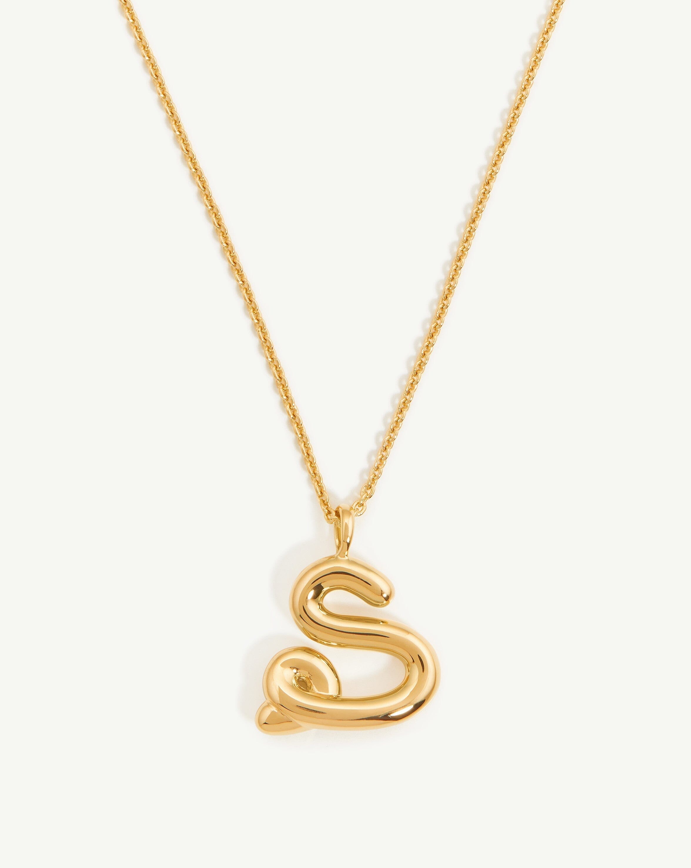 Curly Initial Pendant Necklace - 18k Gold Vermeil | Personalized Gift