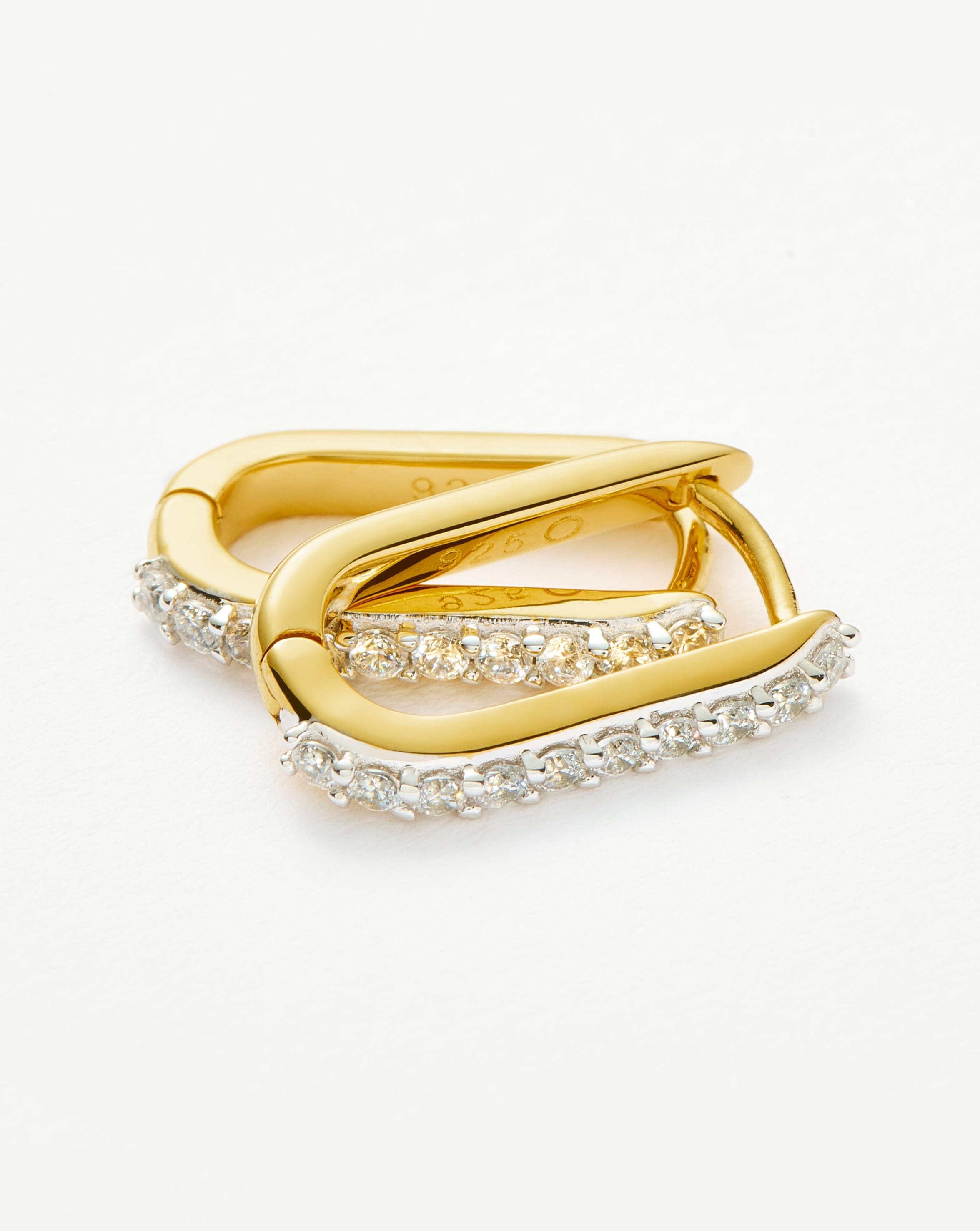 Pavé Huggie Earrings in Recycled Gold Vermeil | 18k Gold Plated