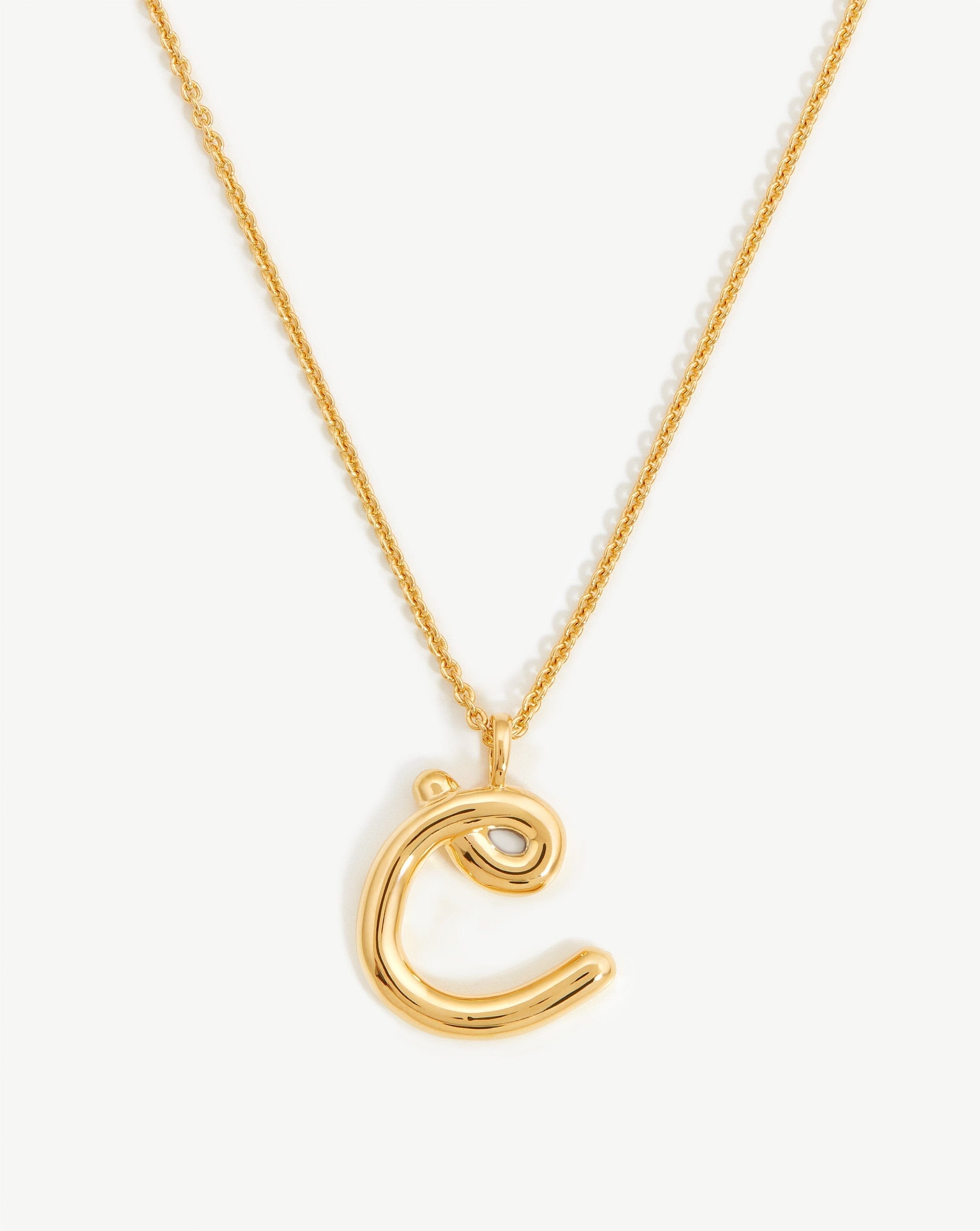Curly Initial Pendant Necklace - 18k Gold Vermeil | Personalized Gift