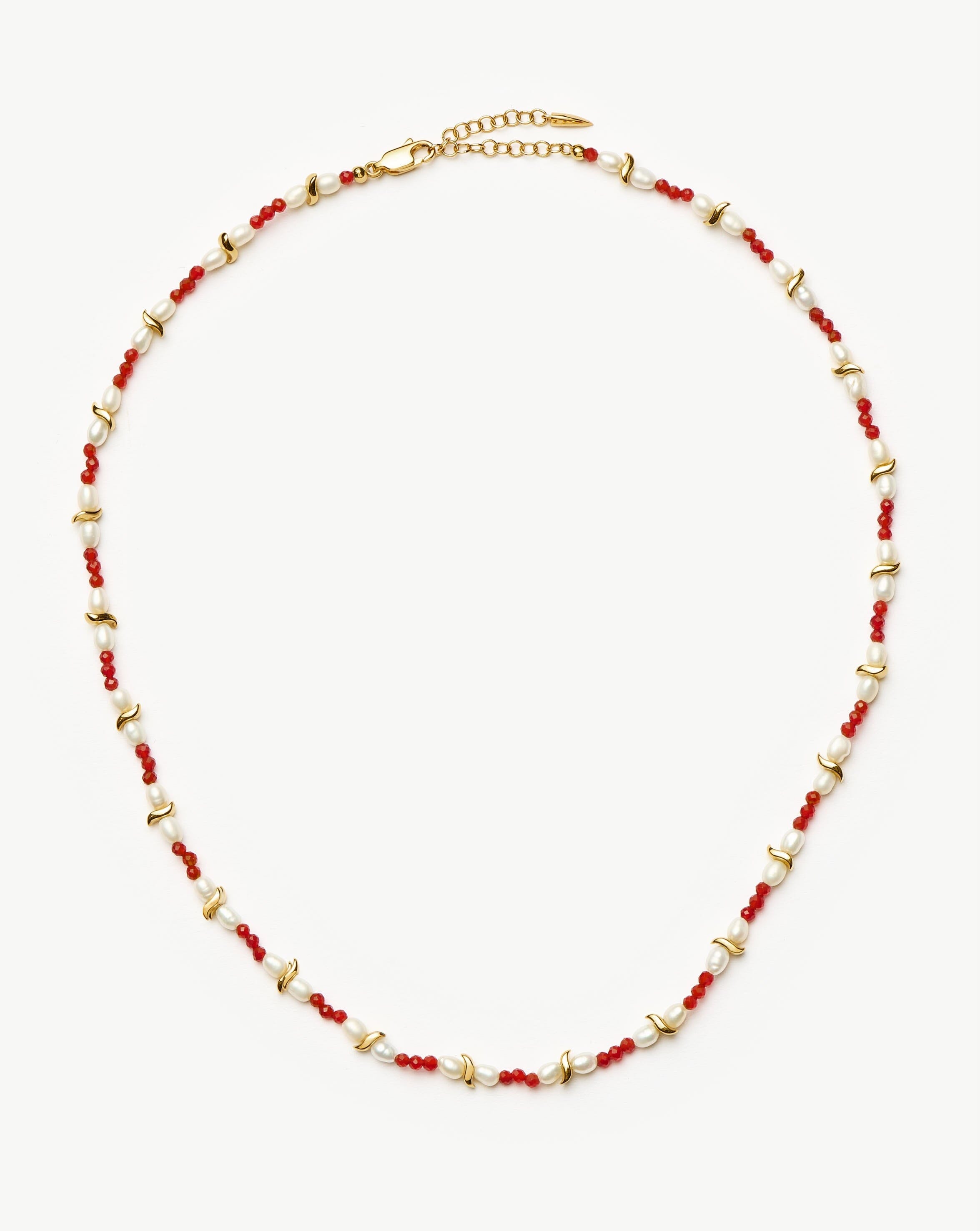 Seed Pearl & Red Quartz Beaded Necklace | Savi Jewelry