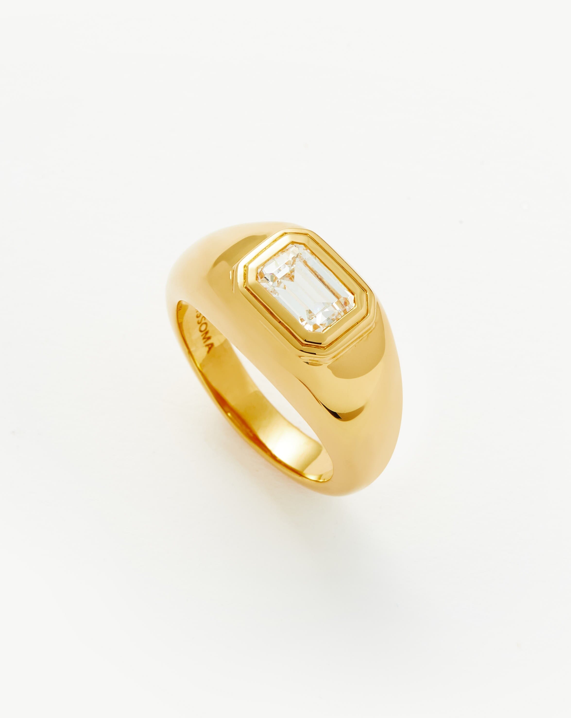 Gold Dome Statement Ring with Cubic Zirconia | 18k Vermeil