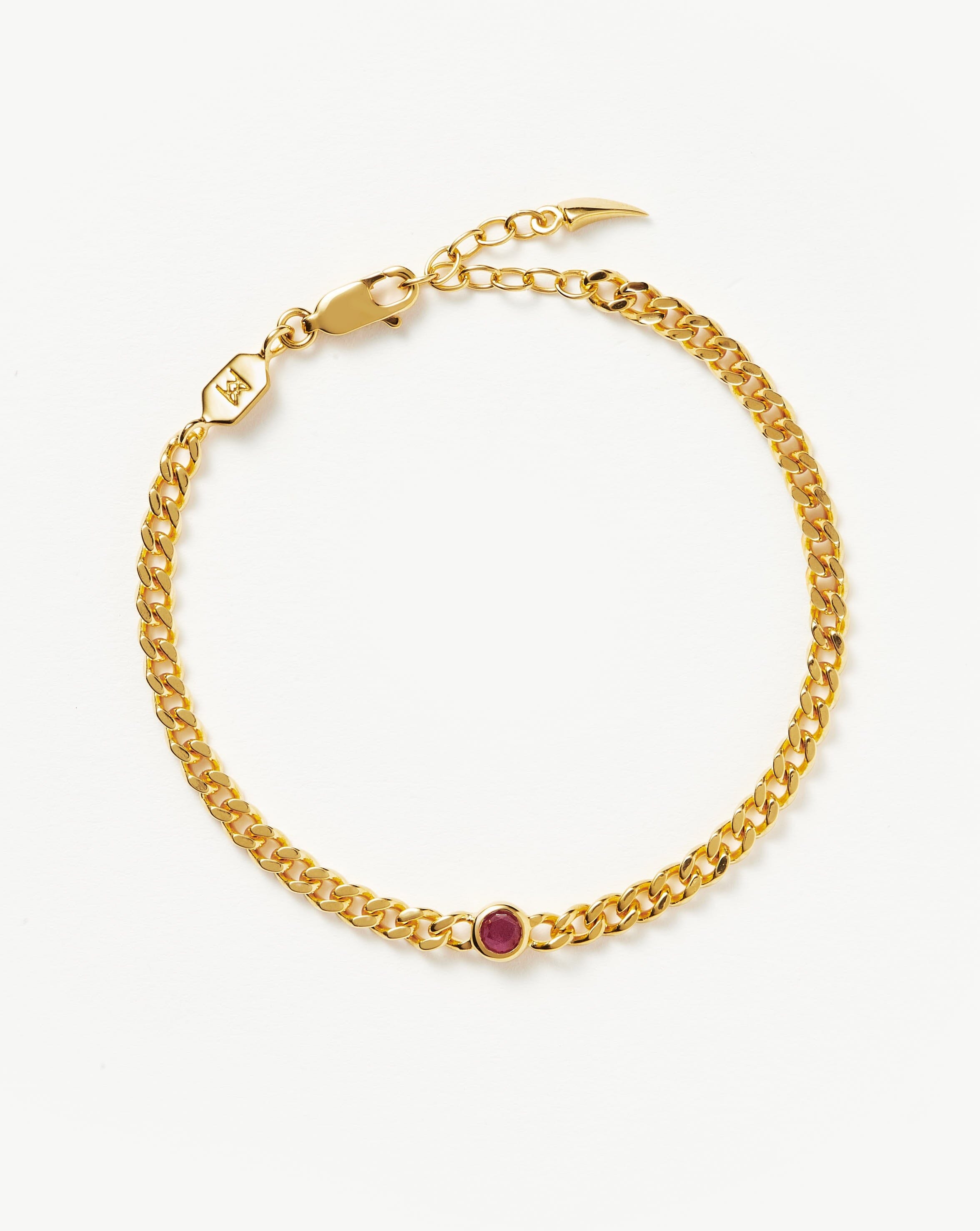 July Birthstone Bracelet with Ruby | 18k Gold Plated Vermeil