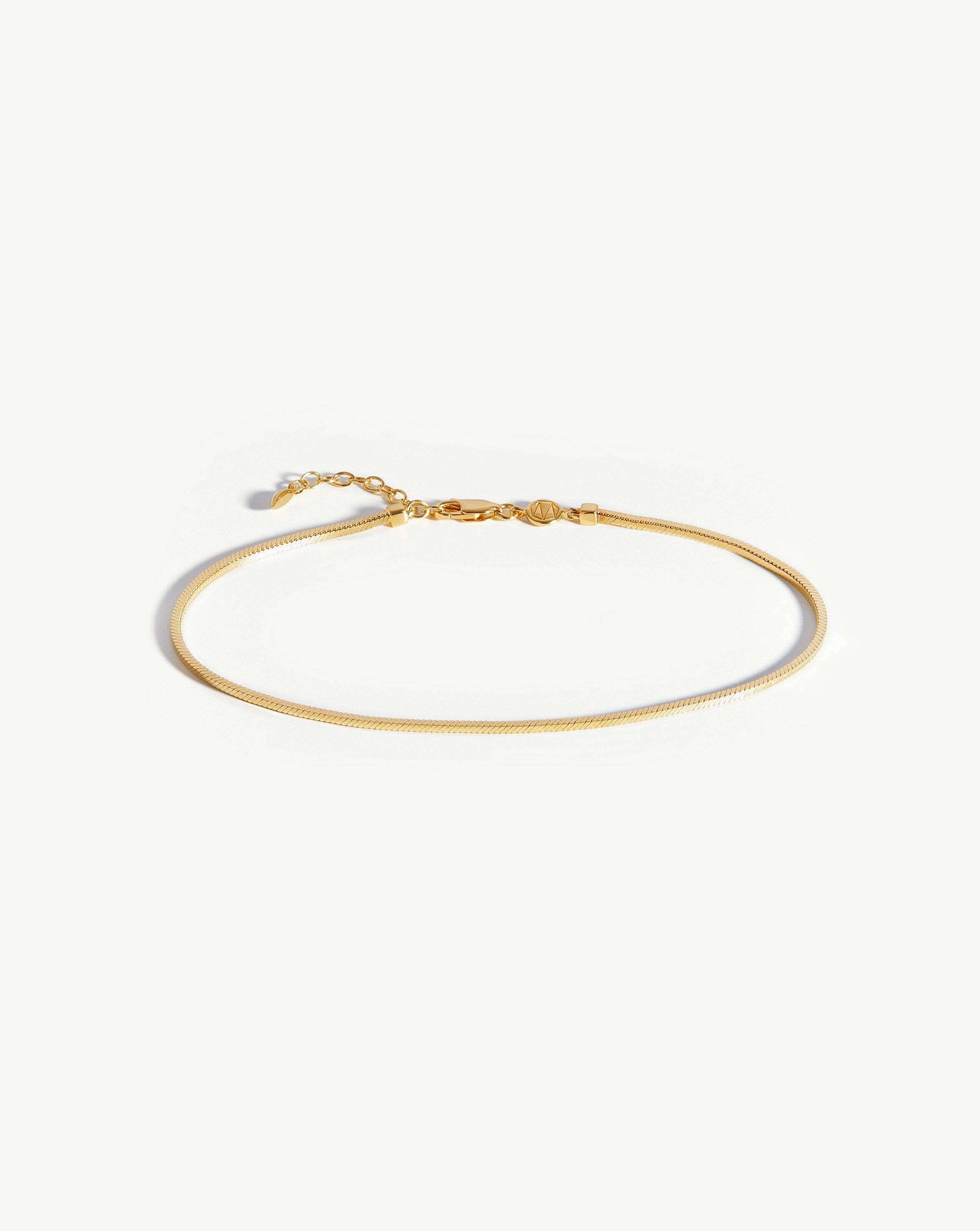 Square Snake Chain Anklet in 18k Gold Plated Vermeil | Lucy Williams